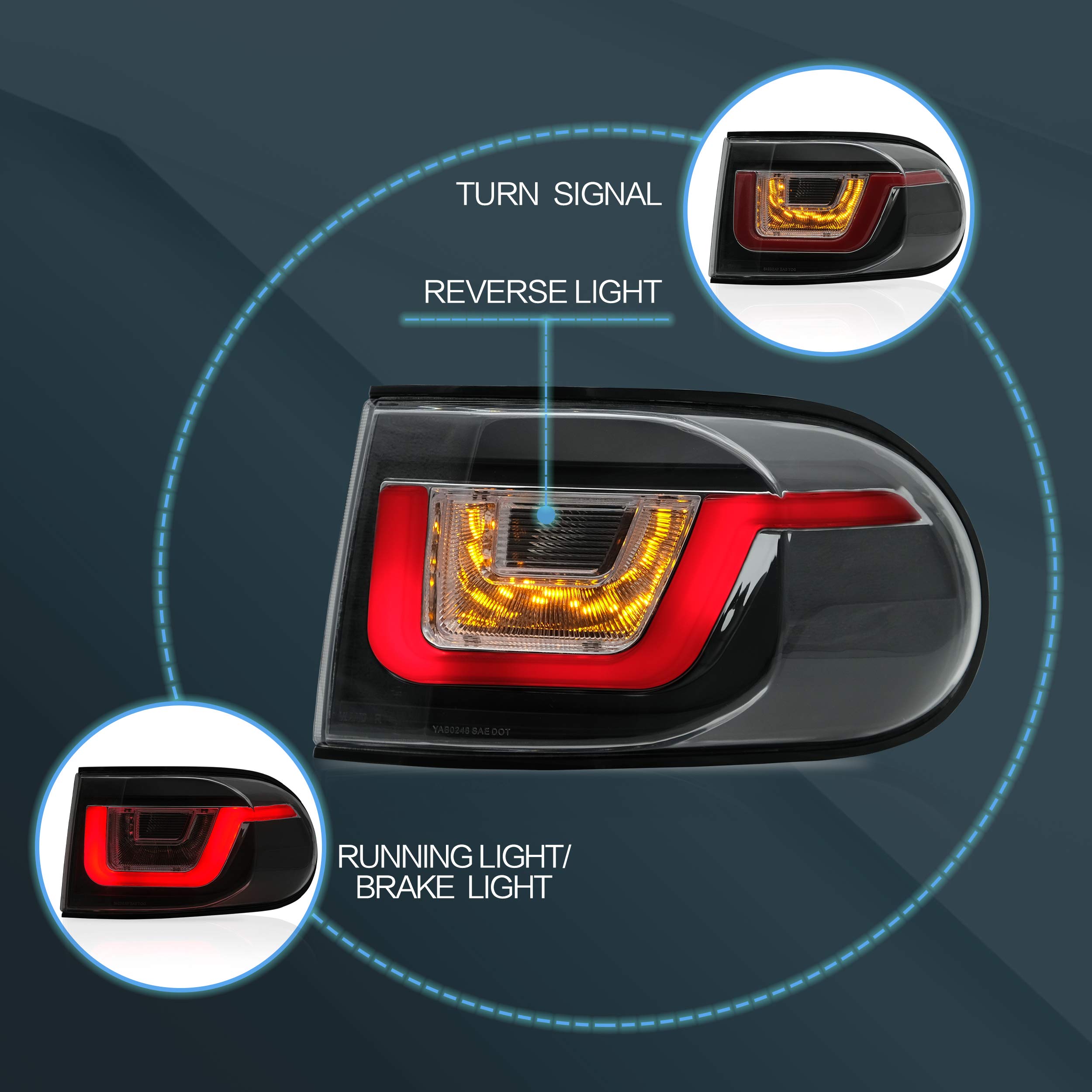 VLAND LED Tail Lights for 2007-2014 Toyota FJ Cruiser XJ10 - Clear Lens, Bright & Durable Replacement - Perfect for Off-Roading & Night Driving
