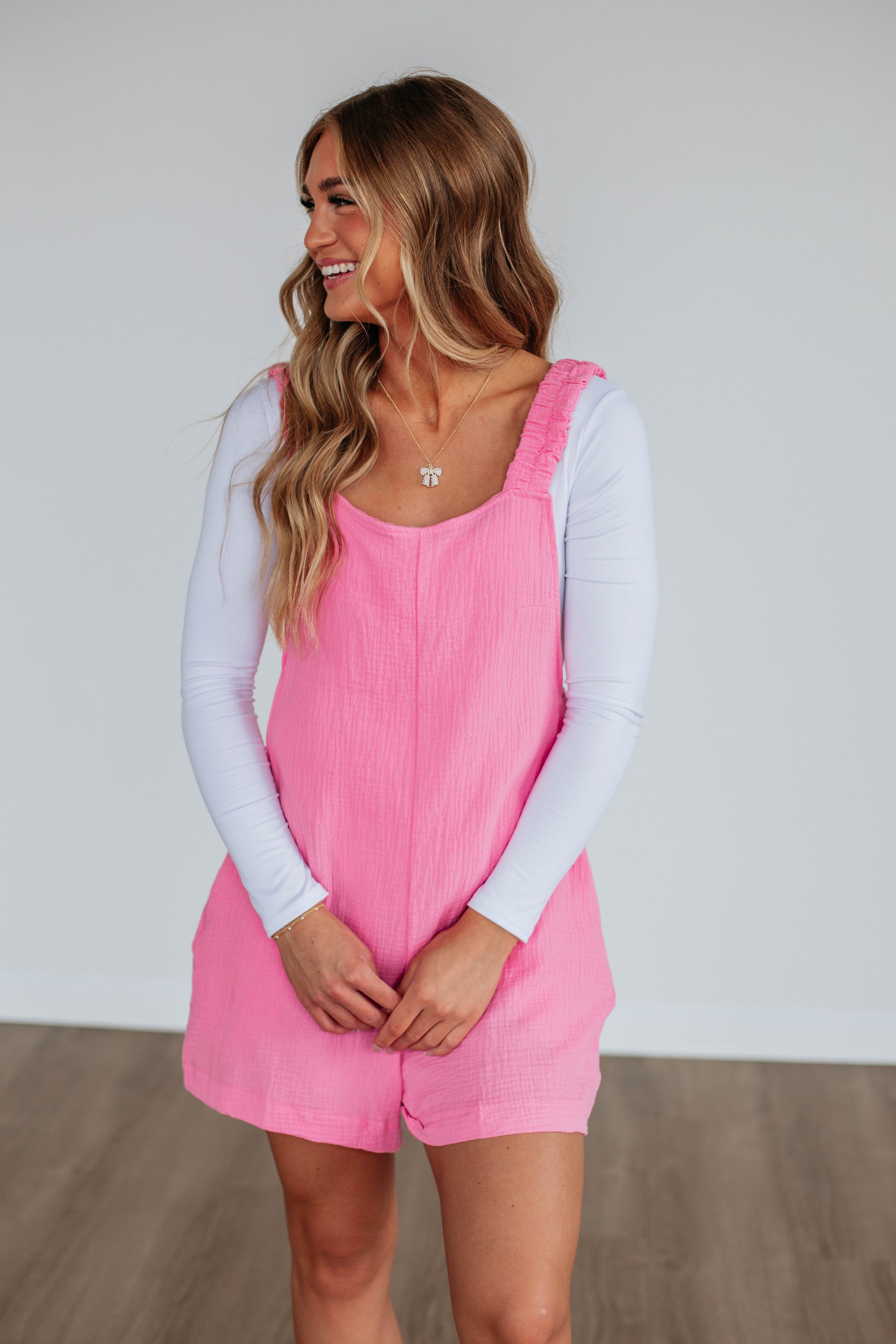 Chamberly Romper for Women - Soft Bubblegum Pink Jumpsuit, Casual One-Piece Outfit for Lounge, Travel & Summer Days