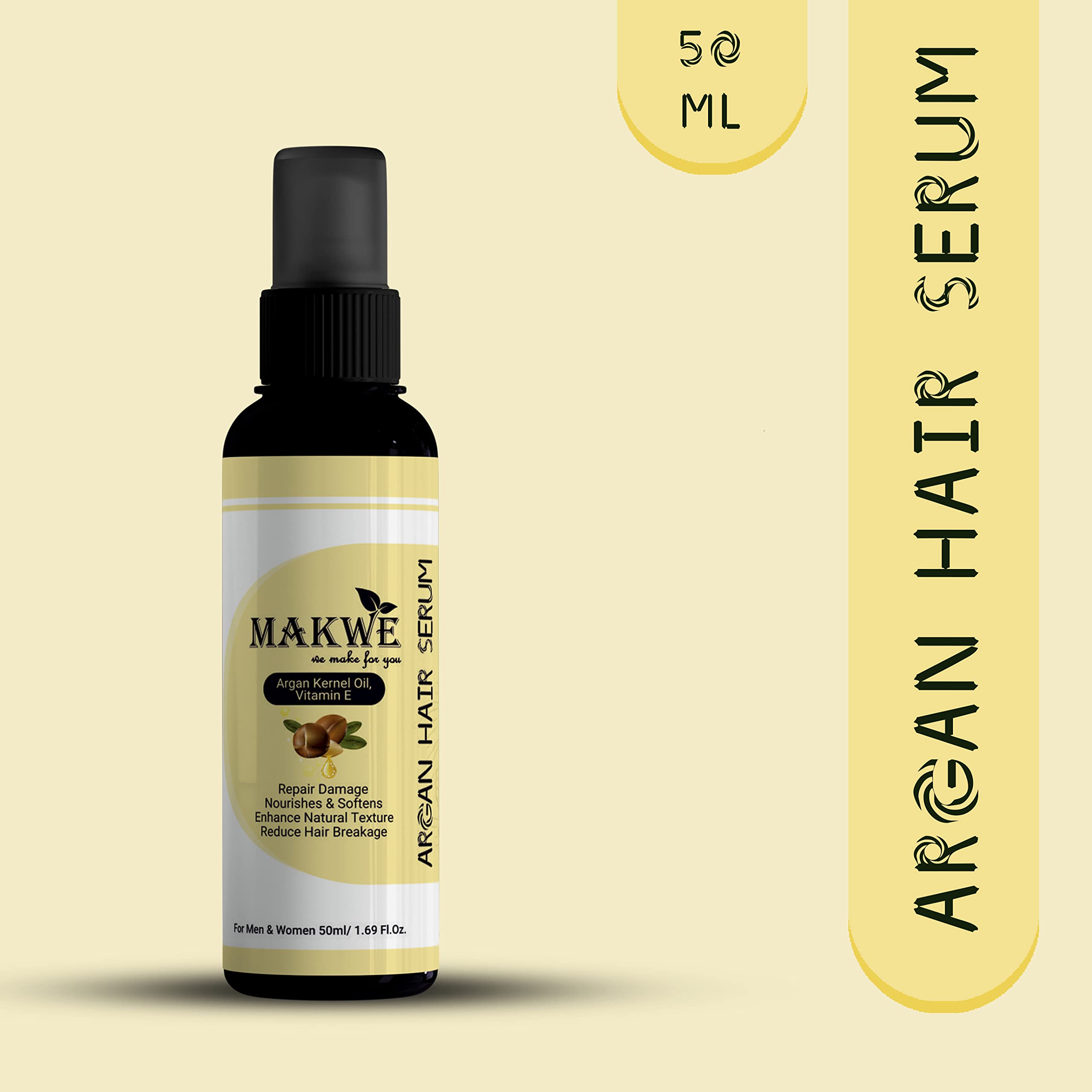 MAKWE Skin Science Vitamin E & B5 Shampoo with Argan Oil Hair Serum - Ultimate Hair Care 2 Piece Set for Dry, Damaged Hair | Deep Hydration & Repair for Shiny, Healthy Locks | Perfect for Daily Use & Salon-Quality Results at Home