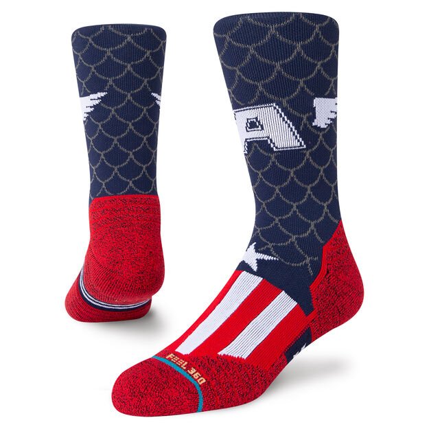 Marvel Captain America Crew Socks for Men & Women - Superhero Themed Comfortable Cotton Socks - Perfect for Cosplay, Gifts, and Everyday Wear