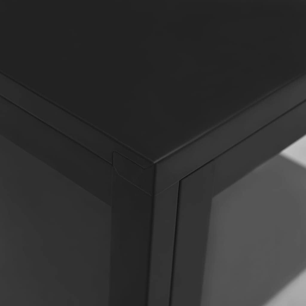 FAMIROSA Black Steel Sideboard Cabinet with Tempered Glass - 15
