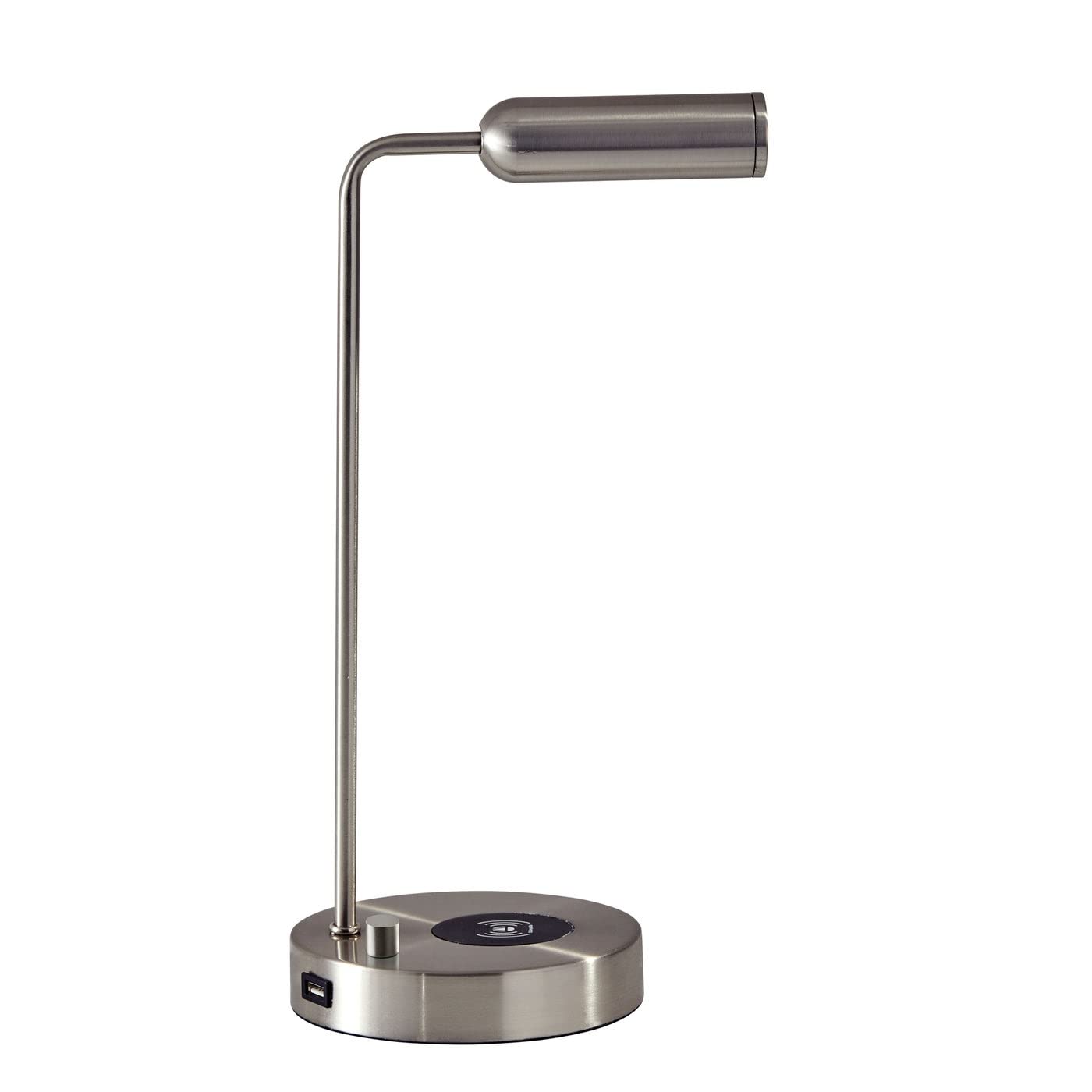 Adesso 3162-22 Kaye LED Desk Lamp with Wireless Charger - 7W Energy Efficient LED Light, 5W Qi Wireless Charging & USB Port - Perfect for Home Office, Study Room & Bedside Nightstand Lighting