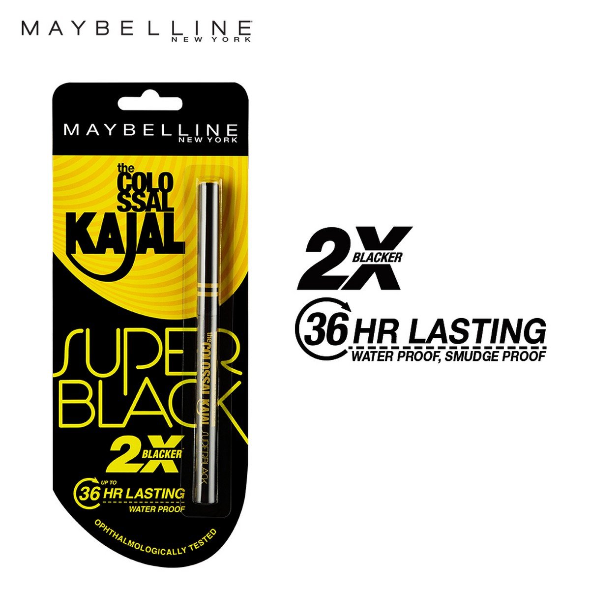 Maybelline New York Lash Sensational Waterproof Mascara & Colossal Kajal Eyeliner Set - Black (10g) & Super Black (0.35g) | Volumizing, Smudge-Proof Makeup Combo for Dramatic Eyes | Perfect for Day to Night Looks, Parties & Special Occasions