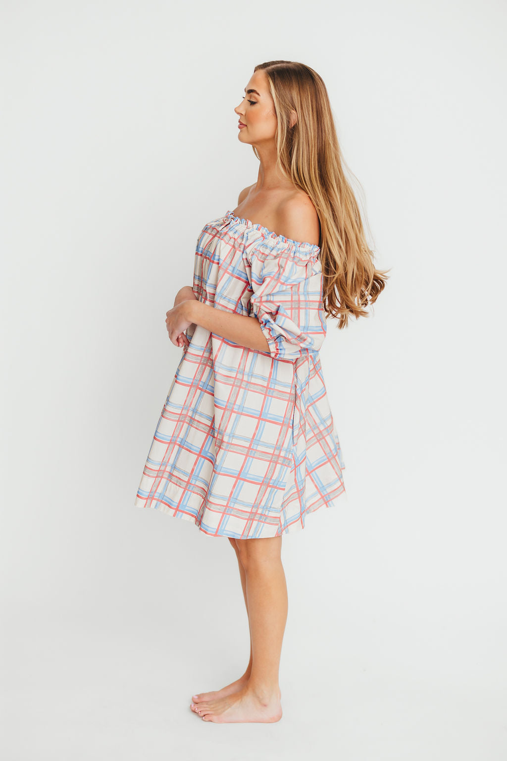 Inaya 100% Cotton Puff Sleeve Babydoll Mini Dress - Blue Multi Floral Print Summer Dress for Women | Casual Wear, Beach Vacation, Date Night Outfit