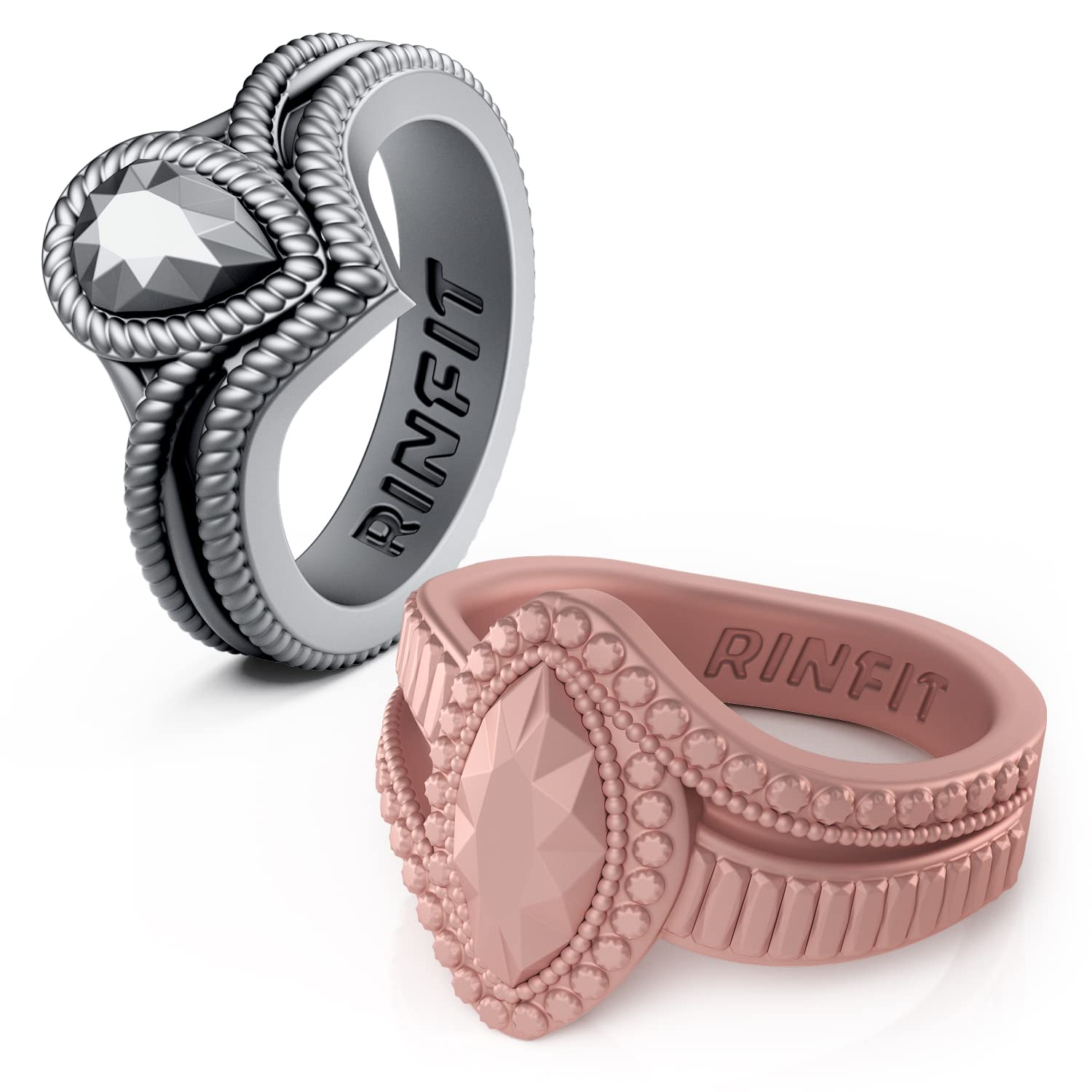 Rinfit Silicone Wedding Bands for Women - Durable Rubber Rings for Gym & Swimming