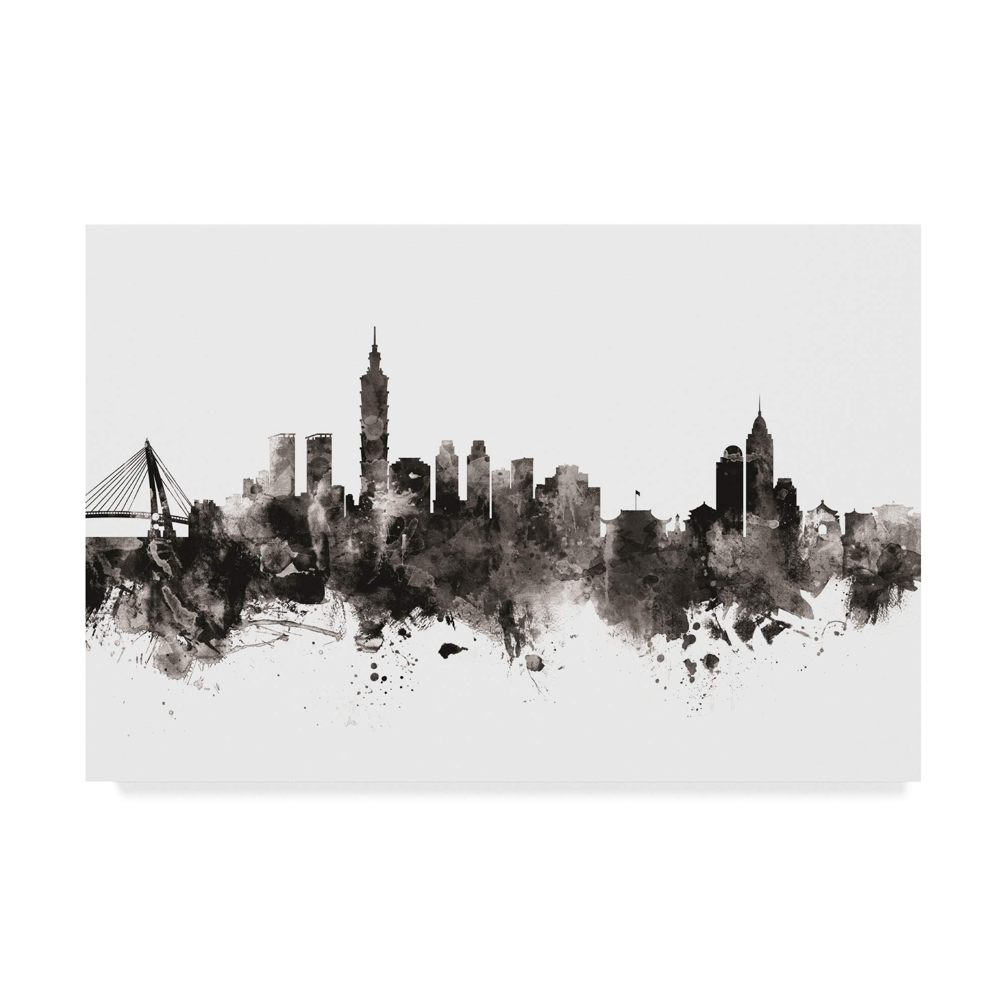 Michael Tompsett Taipei Taiwan Skyline Black White Art Print - 16x24 Wall Decor for Living Room, Office & Modern Home