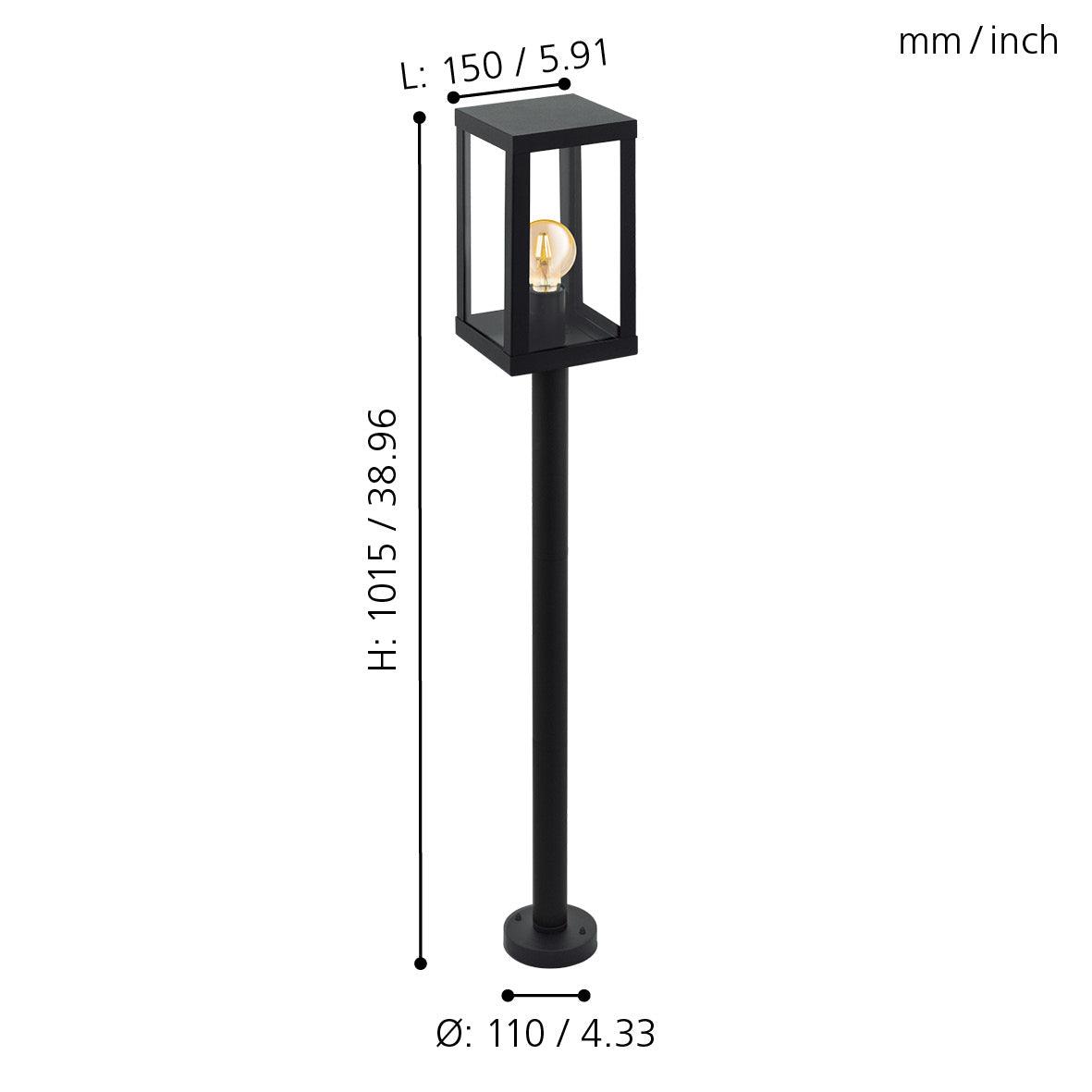 Eglo Alamonte 1 Black Post Pathway Outdoor IP44 Waterproof LED Light - Perfect for Garden, Walkway, and Driveway Lighting