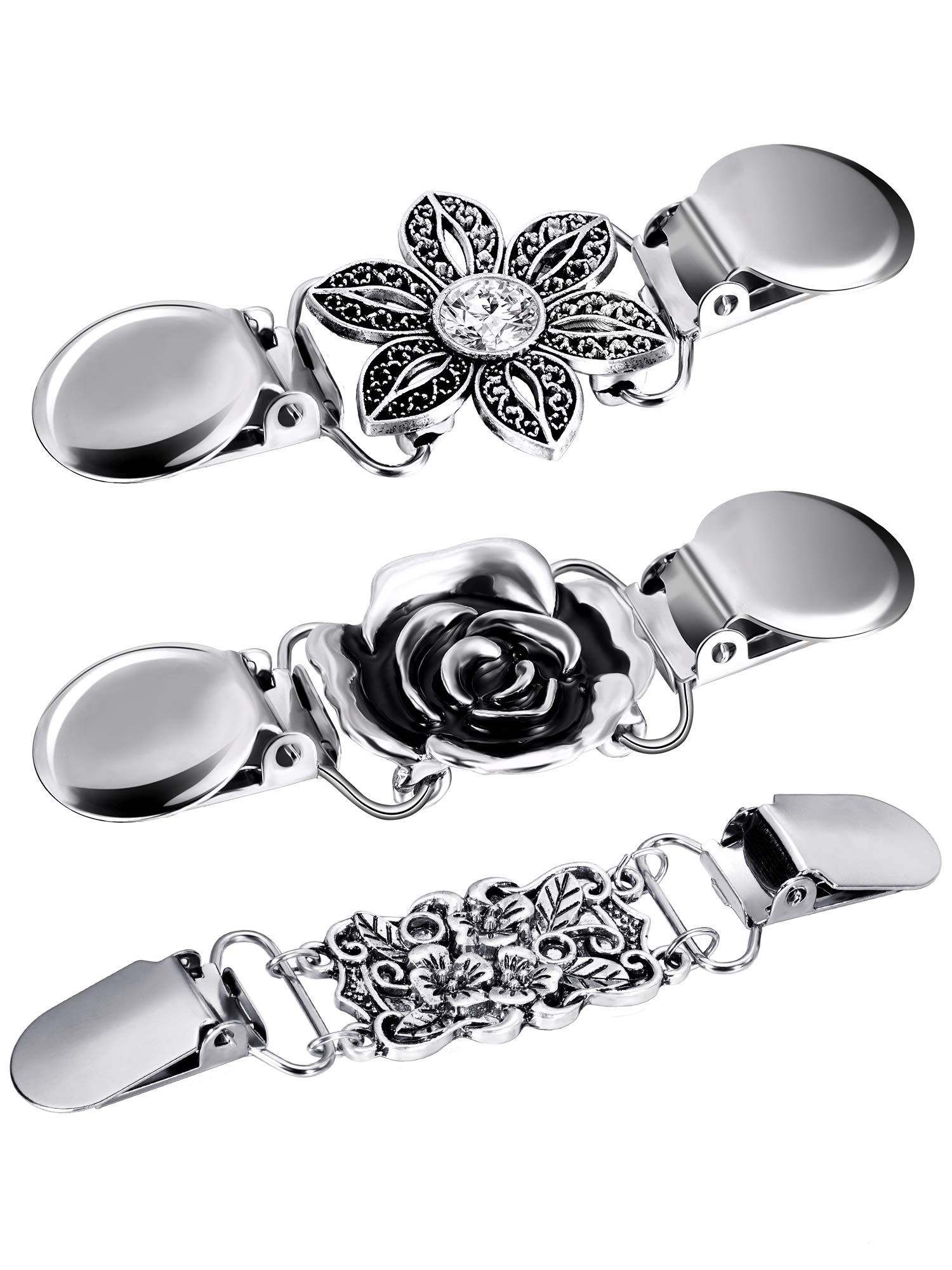Vintage Shirt Dress Clips - 3 Pcs Set for Women | Sweater Shawl Clips, Cardigan Brooches & Dress Decor | Perfect for Vintage Outfits, Layering & Special Occasions