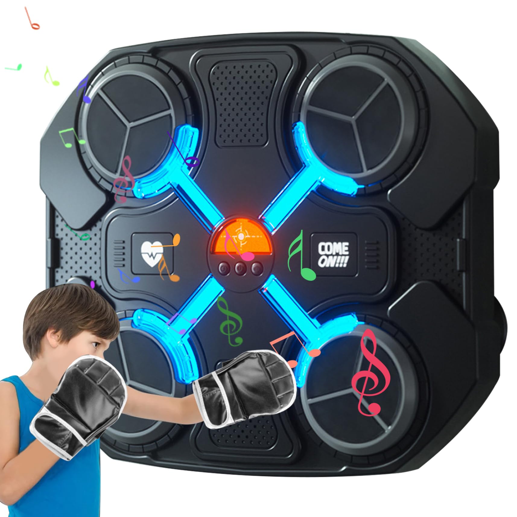 Smart Wall Mounted Boxing Machine with Music - Home Workout Boxing Target for Adults & Kids - Perfect for Fitness Training, Stress Relief & Family Fun - Black