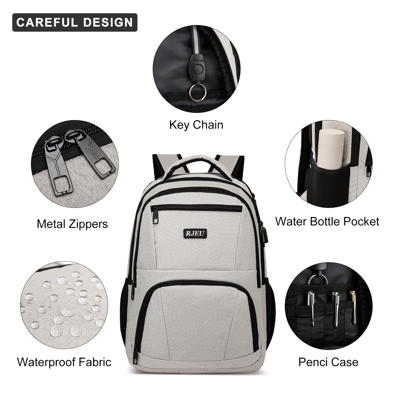Stylish Women's Backpack for School, College & Travel - 15.6 Inch Laptop Sleeve, 3 Compartments & Ergonomic Straps - Perfect for Students, Commuters & Daily Use (Beige)