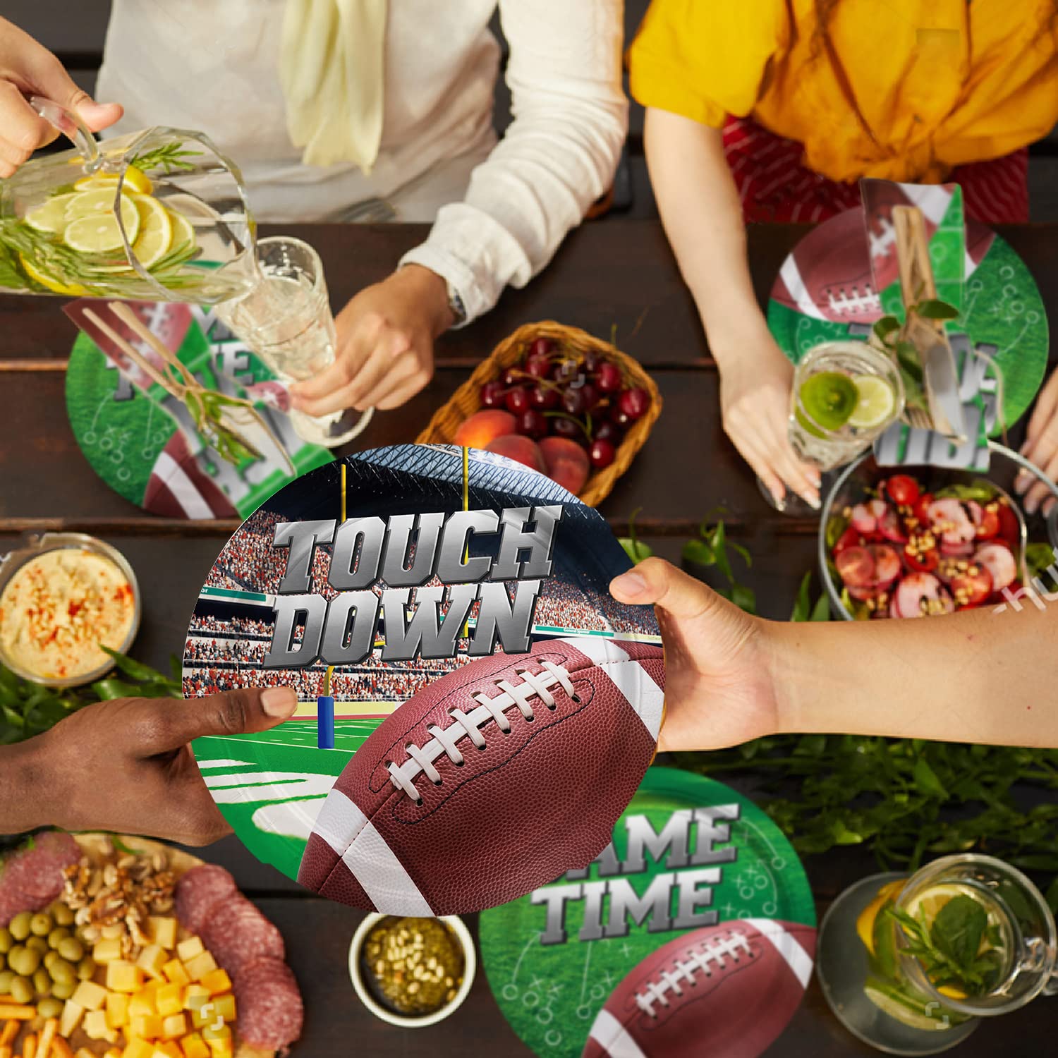 Football Party Supplies Kit for 25 Guests - Disposable Dinner Plates, Dessert Plates, Napkins, Cups & Football Tablecloth - Perfect for Football Birthday Parties & Tailgate Decorations (Ideal for Game Day Celebrations, Sports Themed Events & Fan Gatherings)