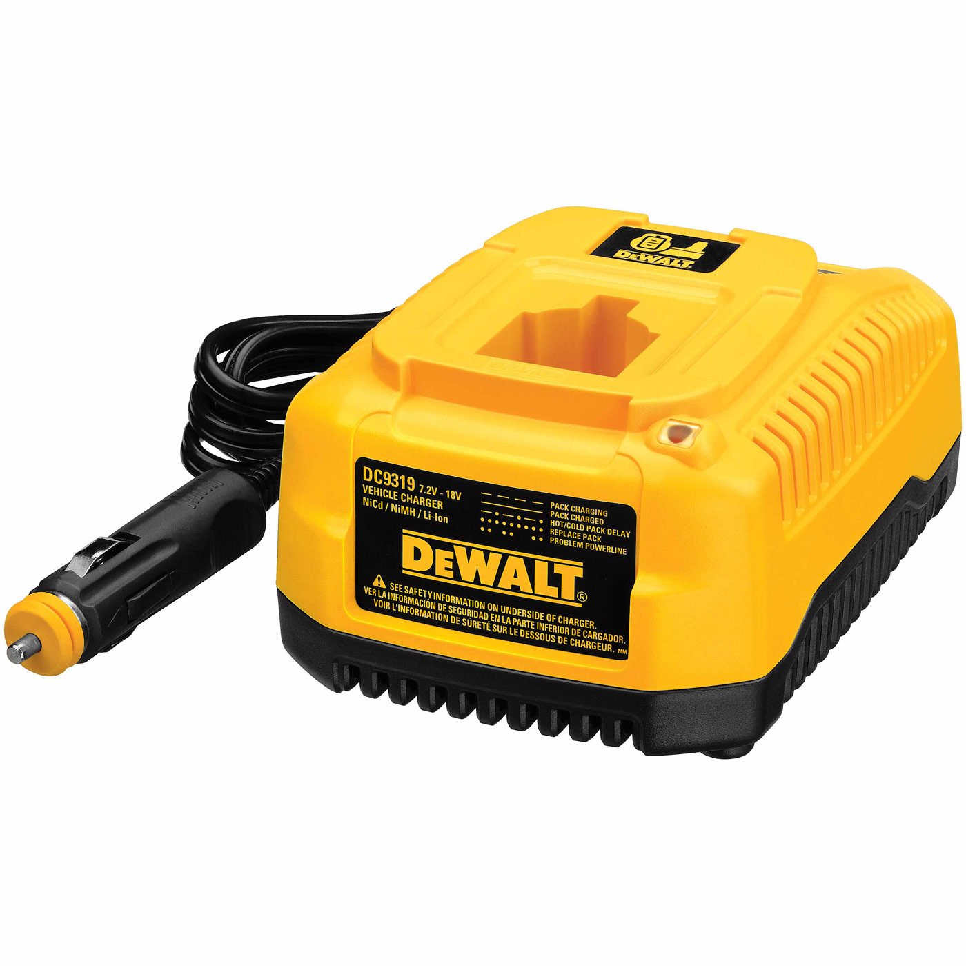 DEWALT DC9319 12V/20V MAX Vehicle Battery Charger for Cars, Trucks & SUVs - Fast Charging, Auto Shutoff & LED Indicators - Perfect for Home Garage, Road Trips & Emergency Power