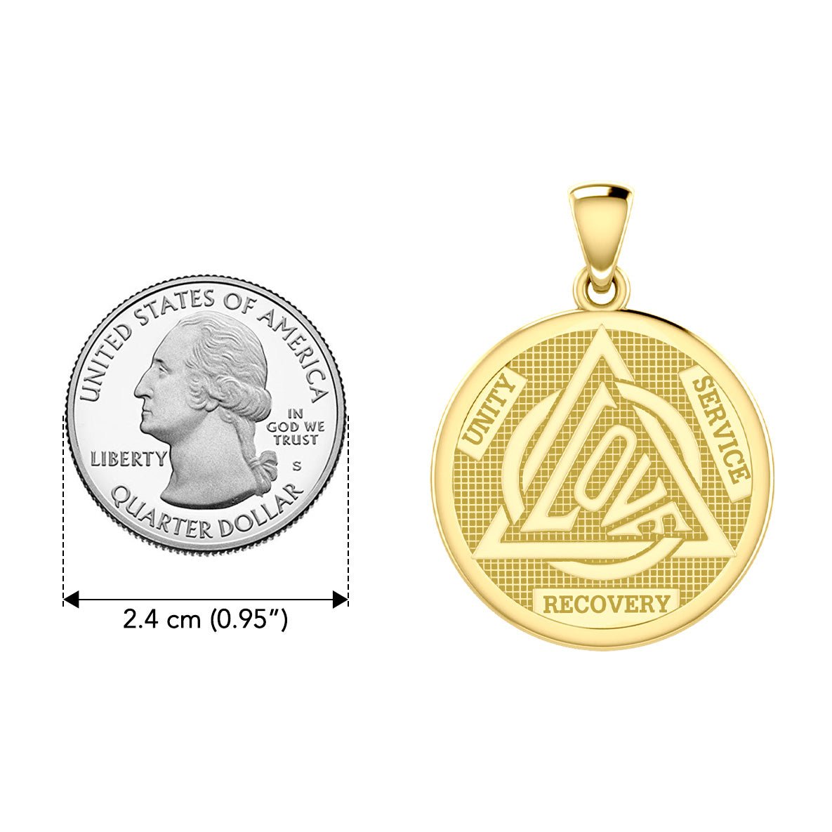 Love in Recovery Sobriety Symbol Pendant - Sterling Silver or 14K Gold - Enamel or Classic Finish - Handmade Jewelry for Addiction Recovery & AA Support - Perfect Gift for Sobriety Milestones & 12-Step Programs
