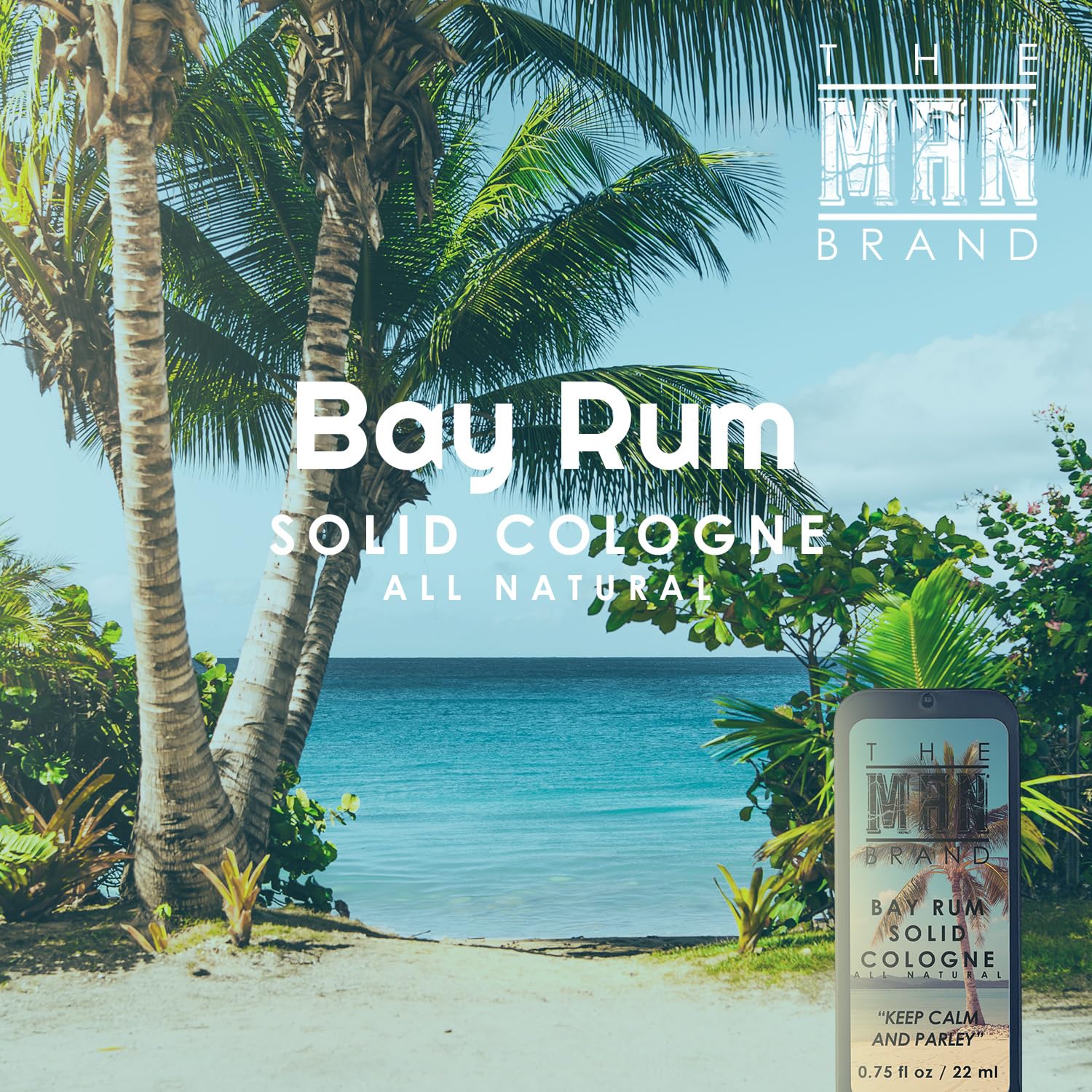 Bay Rum Solid Cologne for Men - Natural, Travel Size (3/4 oz) | Long-Lasting Fragrance Wax | Classic Bay Rum Scent | Perfect for Travel, Gym & Everyday Use