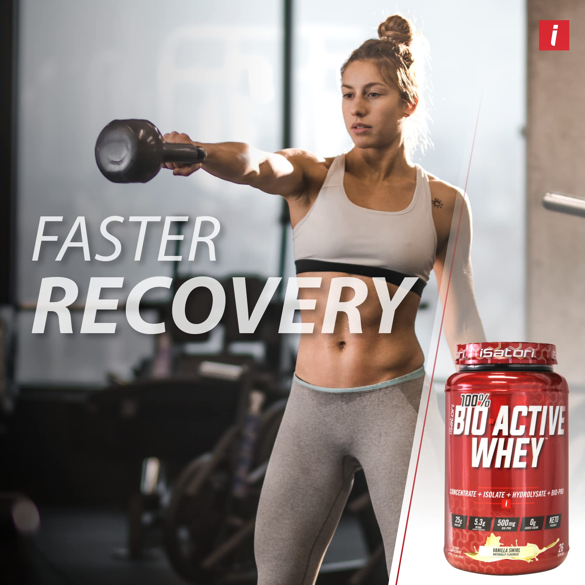 iSatori 100% Bio-Active Whey Protein Powder - 25g Protein per Serving with Whey Isolate, Hydrolysate & BCAAs for Muscle Growth & Recovery - Vanilla Swirl (26 Servings) | Ideal for Post-Workout, Gym Supplements & Fitness Enthusiasts