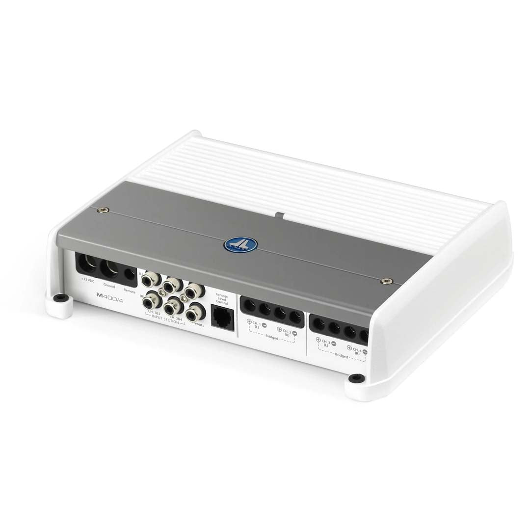 JL Audio M400/4 Marine Amplifier - 400W 4-Channel Class D Full Range Power Amplifier for Boats, Watercraft & Outdoor Audio Systems - Perfect for Marine Stereo Upgrades & Waterproof Audio Installations