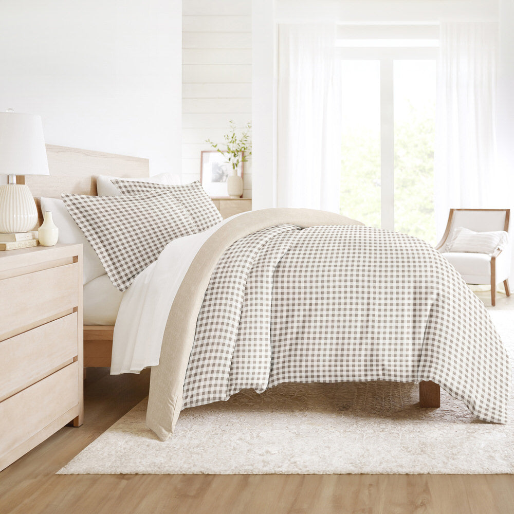 Reversible Gingham Check Duvet Cover Set - 3 Piece Bedding Set for Boys, Girls & Teens - Perfect for Bedroom, Dorm & Guest Room Decor