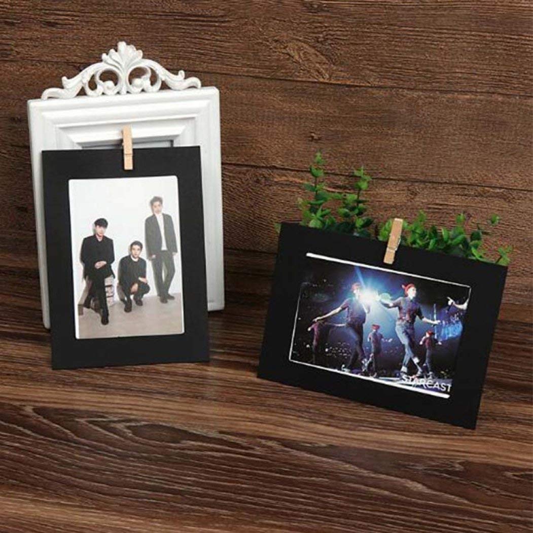 10 Pack DIY Kraft Paper Photo Frames with Wooden Clips & Jute Twine - Eco-Friendly Cardboard Picture Frames for Wall Decor, Scrapbooking, Wedding Photos and Home Display