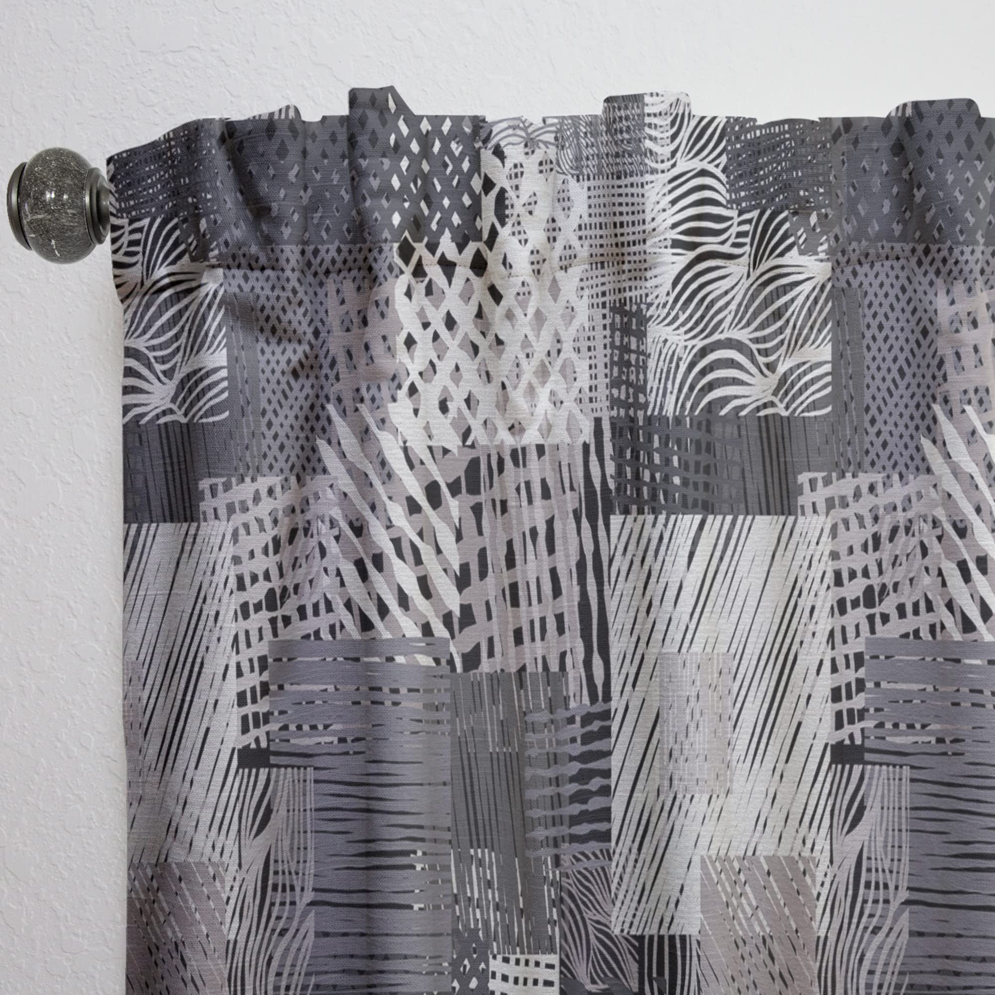 DesignQ Thermal Insulated Vintage Gray Line Pattern Curtains - Hand Drawn Style Single Panel 52x120 - Elegant Window Treatments for Bedroom & Living Room