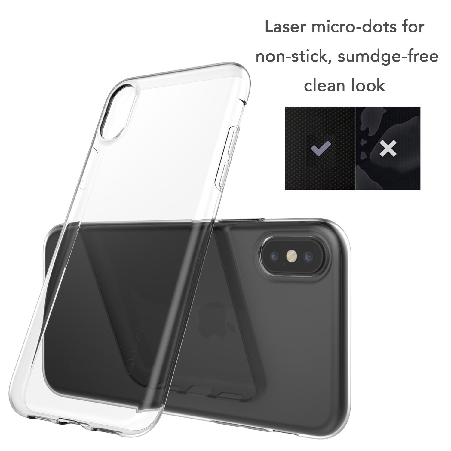 Luvvitt Clarity iPhone Xs/X Case (2017-2018) - 4 Pack Slim Flexible TPU Rubber Protective Cover with Light, Red/Teal/Black/Clear Colors | Perfect for Everyday Use, Travel & Work Protection