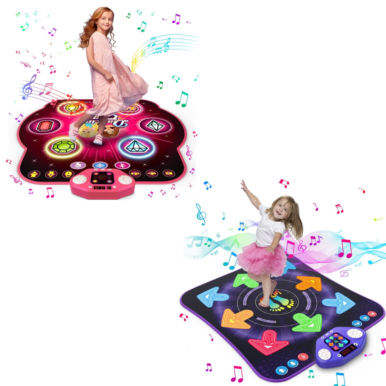 Bluetooth Dance Mat for Kids Ages 3-12 - 8 Light Up Buttons, 7 Game Modes, Music Dance Game Toy - Perfect Christmas & Birthday Gift for Girls & Boys - Fun for Parties, Indoor Play & Family Game Nights