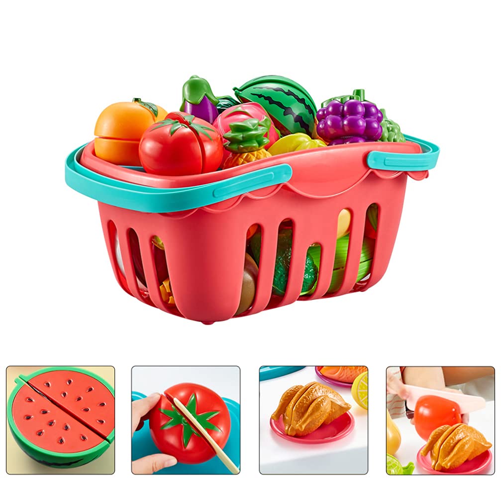 1 Set Play House Toy Cutting Fruit Vegetable Toy for Kids - Pretend Play Kitchen Set with Realistic Fruits & Vegetables - Perfect for Role Play, Learning & Fun at Home or Preschool