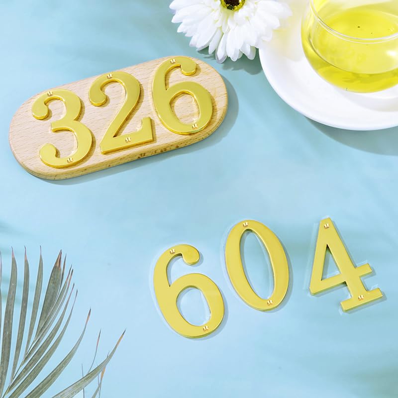 3D Metal House Numbers 3 Inch - Solid Zinc Alloy Address Plaque with M2 Screws for Mailbox, Apartment, Office & Hotel Room - Gold No.2 (Weatherproof Outdoor Sign for Home Entrance & Property Identification)