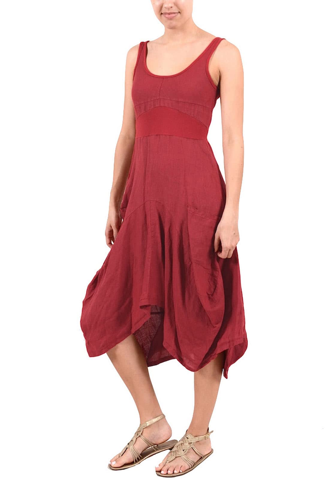 Inizio Linen 2 Pocket Dress - Women's Casual Summer Midi Dress with Pockets | Perfect for Beach, Vacation & Everyday Wear