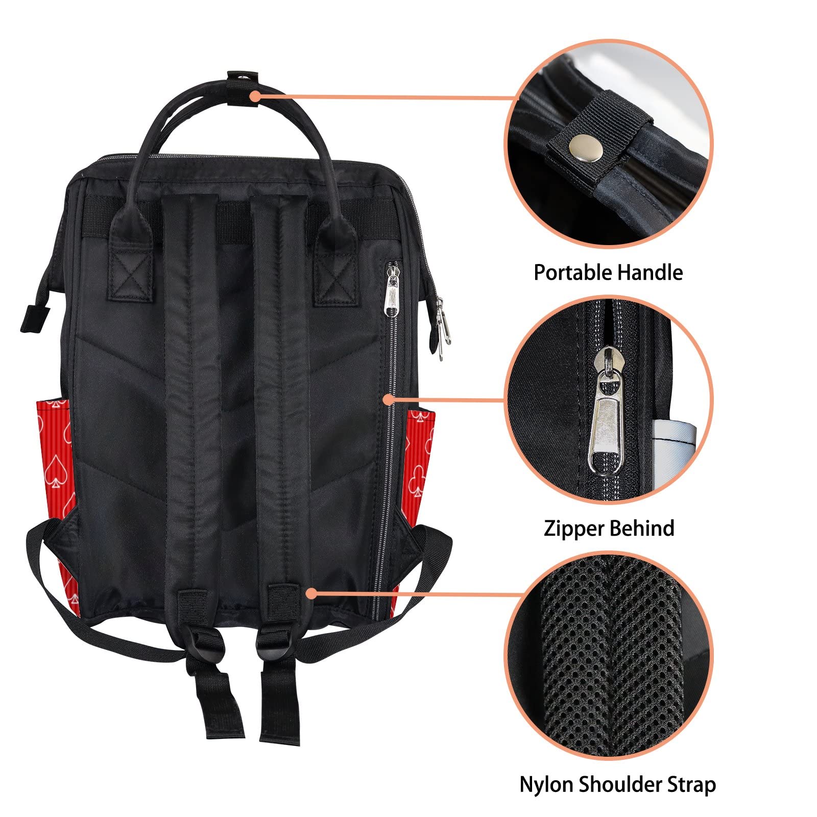 **Multifunctional Waterproof Diaper Backpack for Moms - Large Capacity Baby Nappy Bag with Play Cards & Poker Symbols - Perfect for Travel, Nursing & Daily Use**