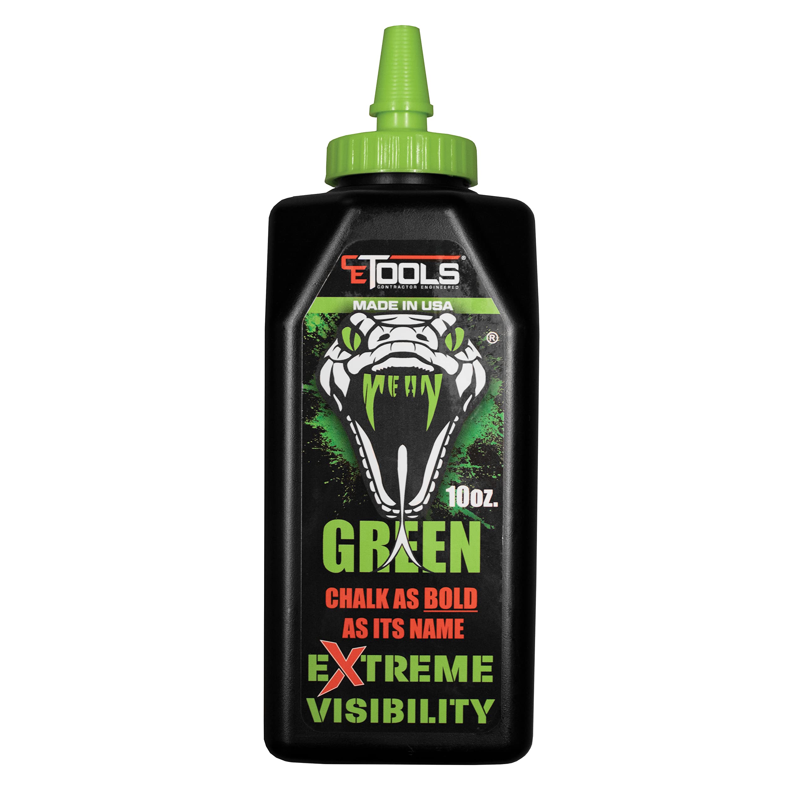 CE TOOLS Mean Green® High-Visibility Marking Chalk - 10 oz (283.5g) | USA Made, Hydrophobic Construction Chalk for Chalk Lines | Perfect for Outdoor Work, Road Marking & DIY Projects