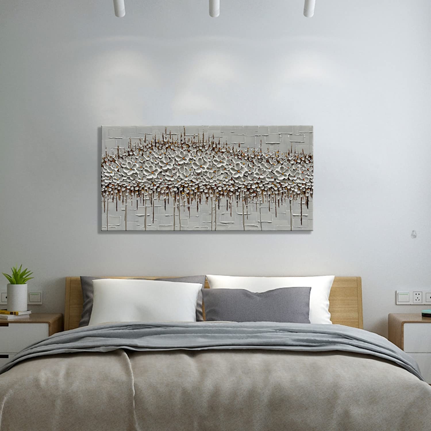 Zoinart 3D Modern Oil Painting on Canvas - Hand Painted Abstract Textured Floral Artwork - Large Framed Wall Art for Living Room, Bedroom & Office Decor - Ready to Hang Home Decoration