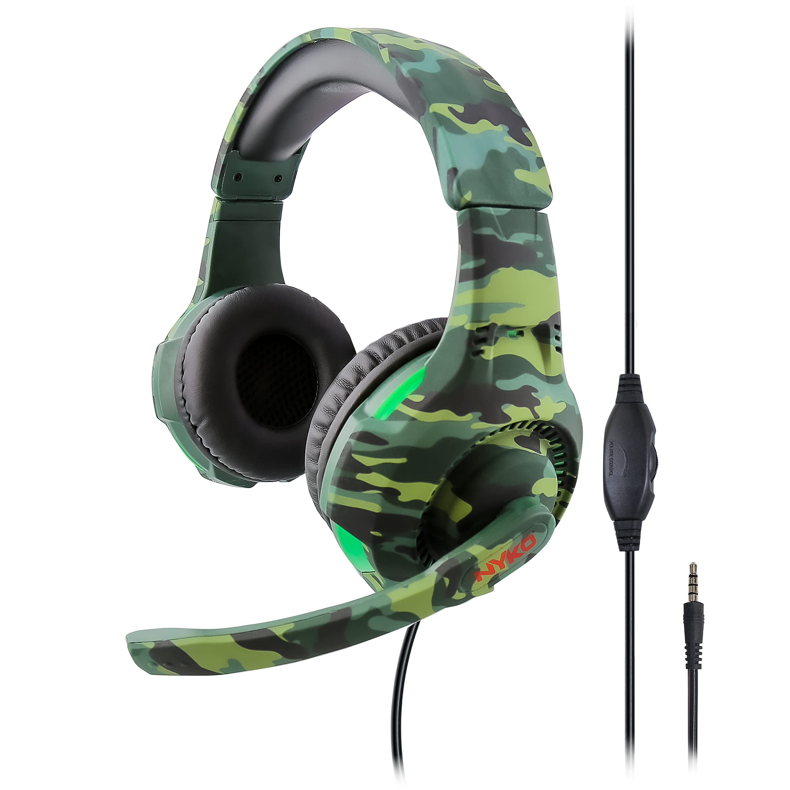 Nyko Universal Deluxe Gaming Headset - Wired Over-Ear Headphones with Adjustable Noise-Canceling Mic for Xbox One, Xbox Series X, PS4, PS5, Nintendo Switch & Mac (Forest Camo) - Perfect for Competitive Gaming, Online Chat & Immersive Audio Experience