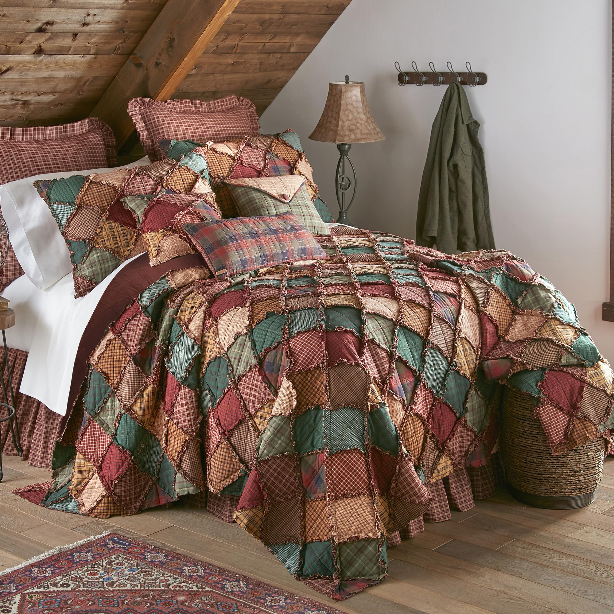 Donna Sharp King Bedding Set - 3 Piece Campfire Cotton Lodge Quilt with King Quilt & 2 Standard Pillow Shams - Machine Washable - Cozy Cabin & Rustic Bedroom Decor