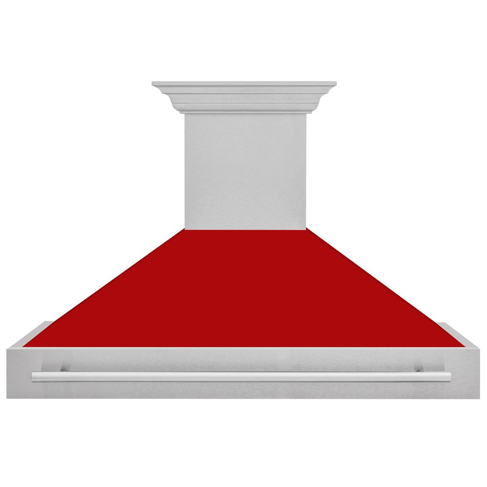 ZLINE 48-Inch Stainless Steel Wall Mount Range Hood with Satin Finish & Stainless Steel Handle (8654SNX 48) - Powerful Kitchen Ventilation for Gas Stoves & Cooking Areas