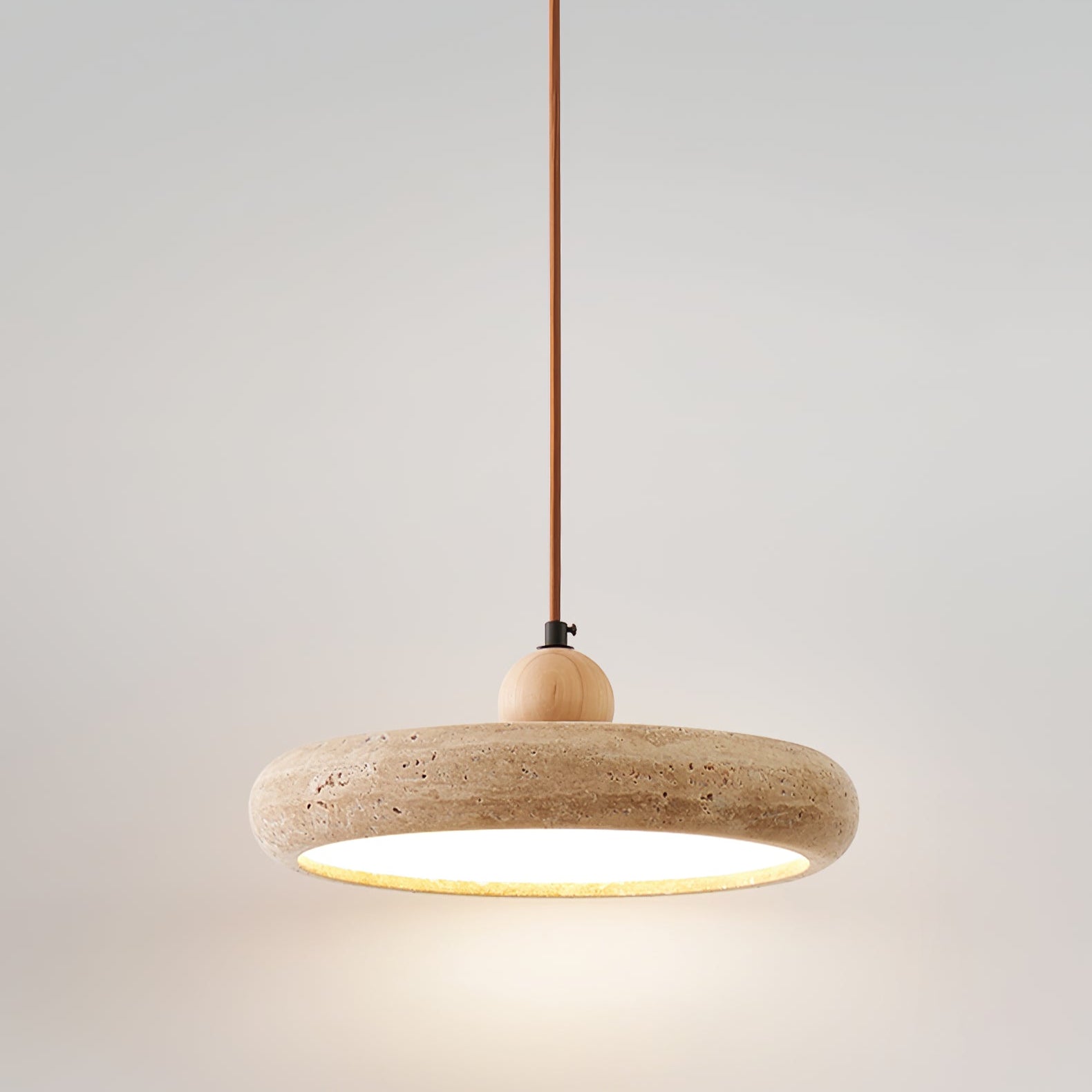 Aurelio Travertine Pendant Light - Modern Natural Stone Ceiling Fixture for Kitchen Island, Dining Room & Living Room Lighting