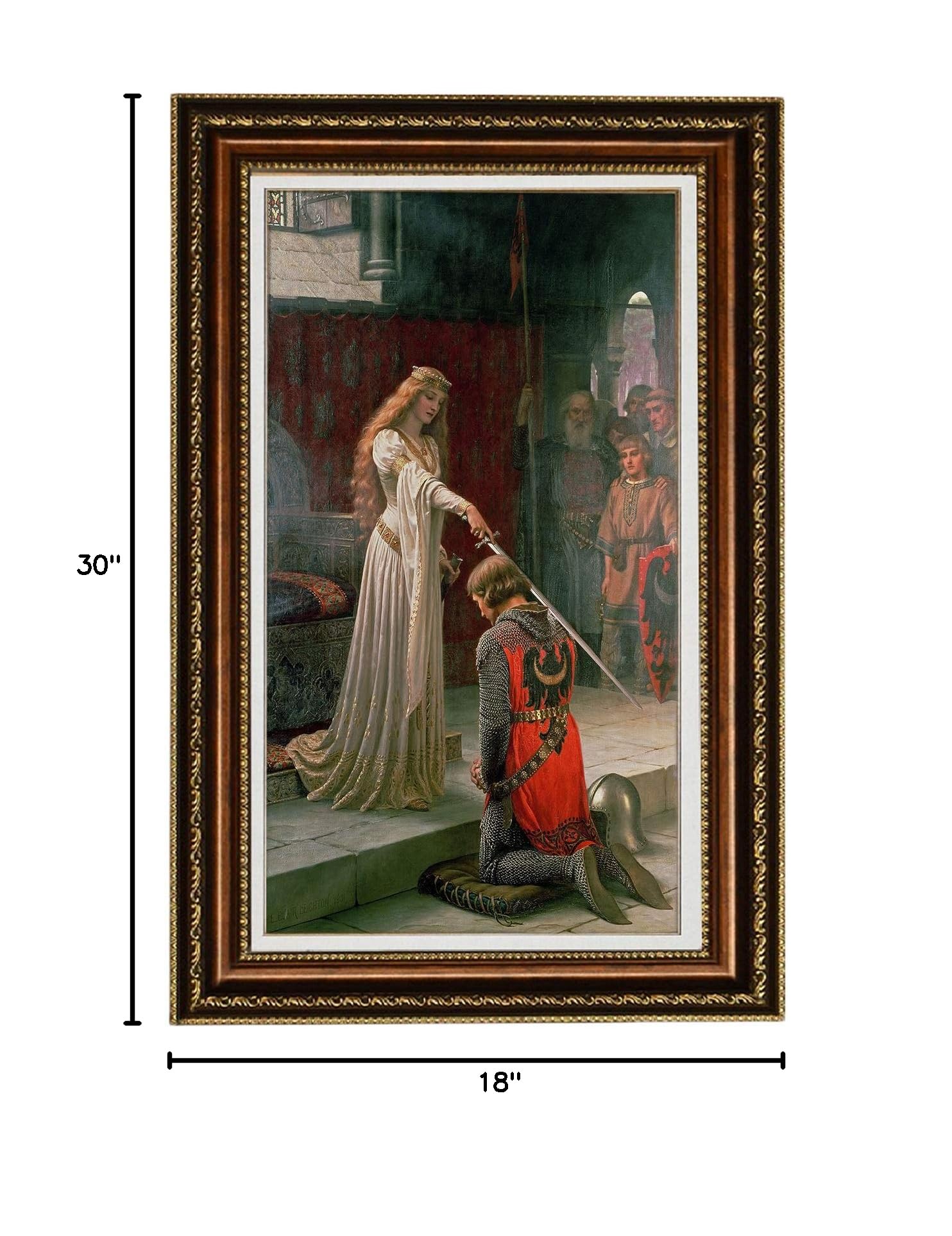 ELITEART The Accolade by Edmund Leighton - Premium Giclee Oil Painting Reproduction, Framed Wall Art Canvas Print 18x30 (35.5