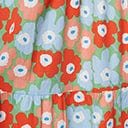 Light Blue & Red Floral Tiered Midi Skirt - Women's Summer Boho Skirt with Elastic Waist | Perfect for Beach Vacations, Music Festivals & Casual Outings
