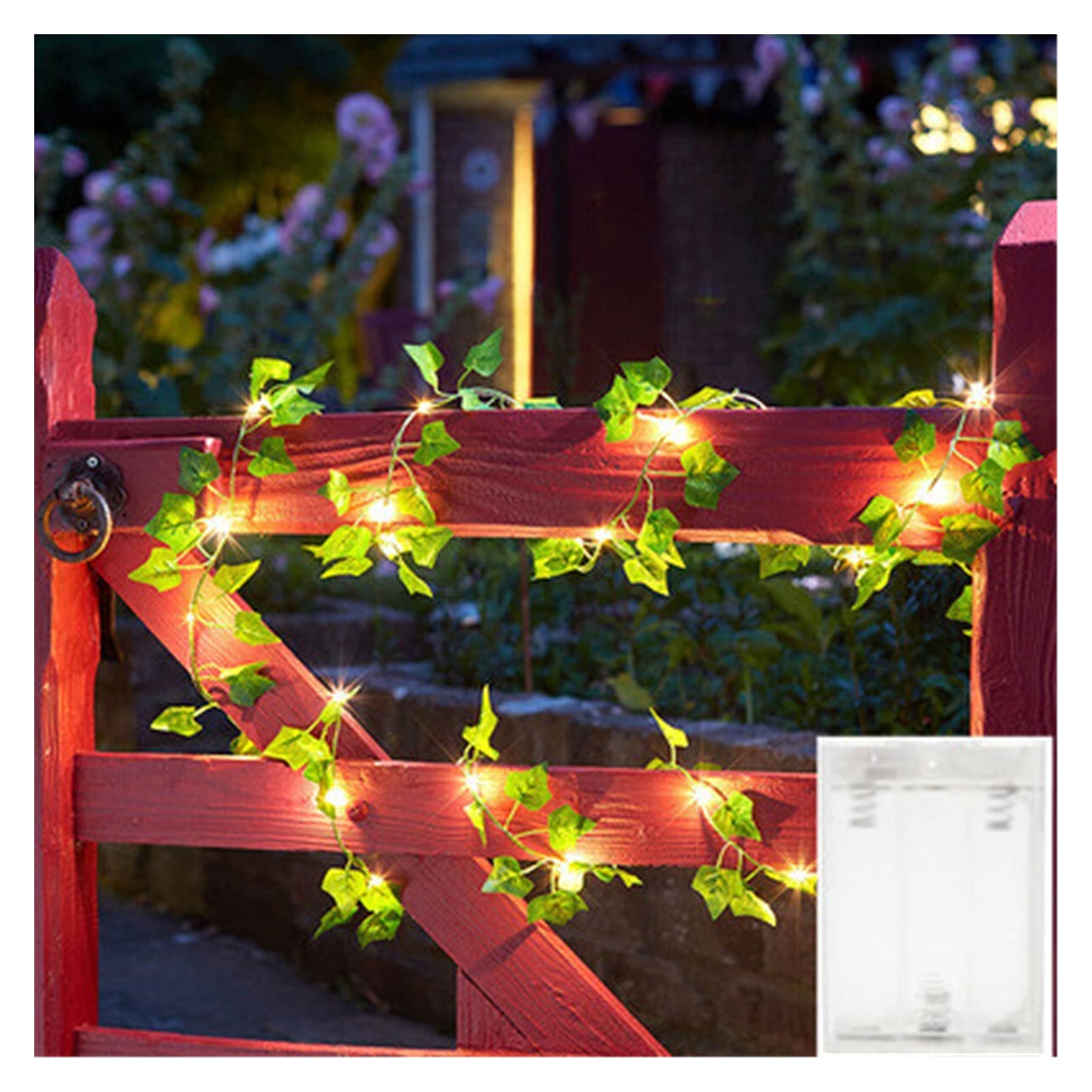 AGOUNOD 50LED Solar String Lights Outdoor Waterproof - 16.4ft Maple Leaf Fairy Lights for Garden, Patio, Christmas Party Decor - Solar Powered LED Garland with Hanging Hooks - Ideal for Backyard, Wedding, Holiday Decoration