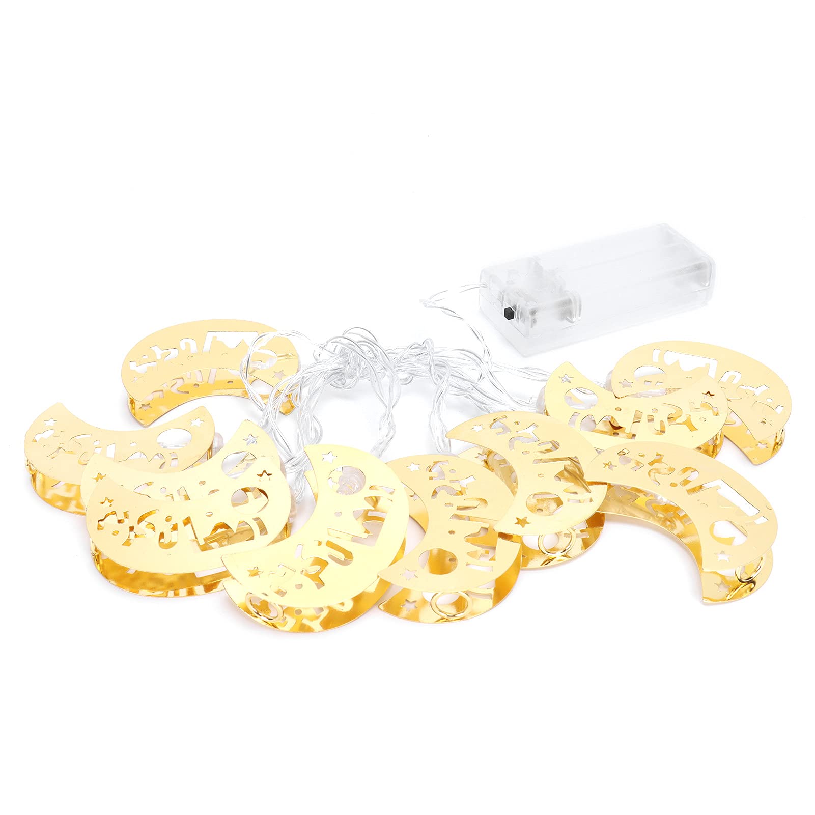 Hollow Star & Moon String Lights - Warm White Decor for Bedroom, Wedding, Ramadan