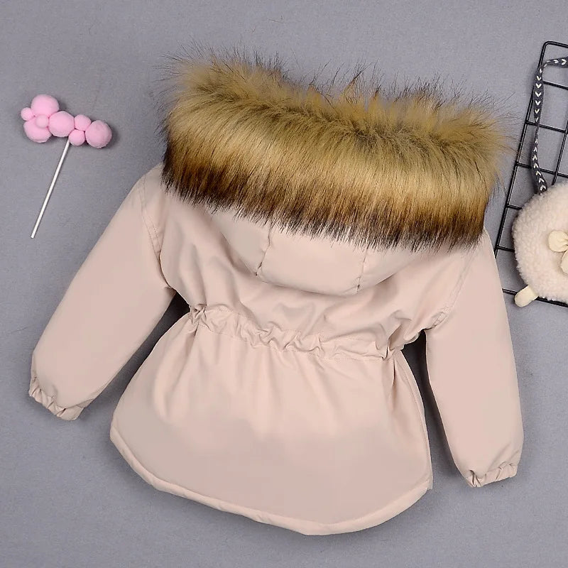 Warm Kids Down Jacket with Fur Collar for Girls Ages 2-8 | Winter & Autumn Thick Outerwear | Perfect for School, Playdates & Cold Weather Activities