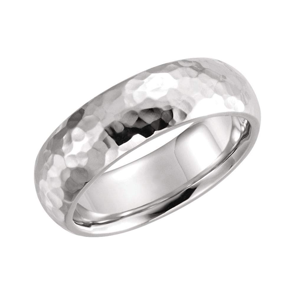 Milgrain Wedding Band Ring - Hammer Finish, Comfort Fit, Solid 925 Sterling Silver, 10k/14k/18k Yellow/Rose/White Gold or Platinum - Classic Domed 2mm/3mm/4mm/6mm Width - Perfect for Engagement, Anniversary & Bridal Jewelry Gifts