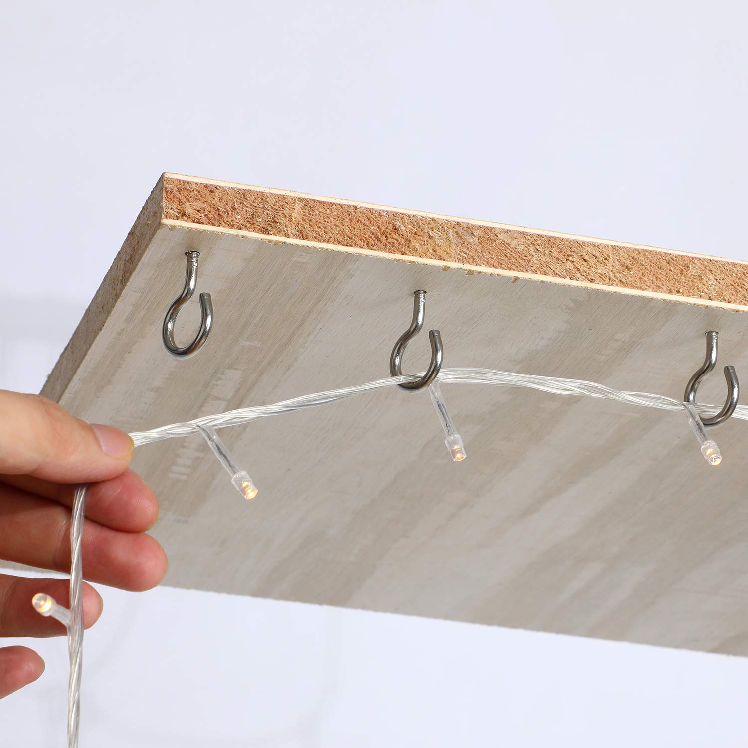 Mudder Christmas Light Hooks - 30 Pack Silver Screw Hooks for Outdoor String Lights, Fairy Lights, Ceiling & Garage Decor - Perfect for Christmas, New Year Party & Home Decoration