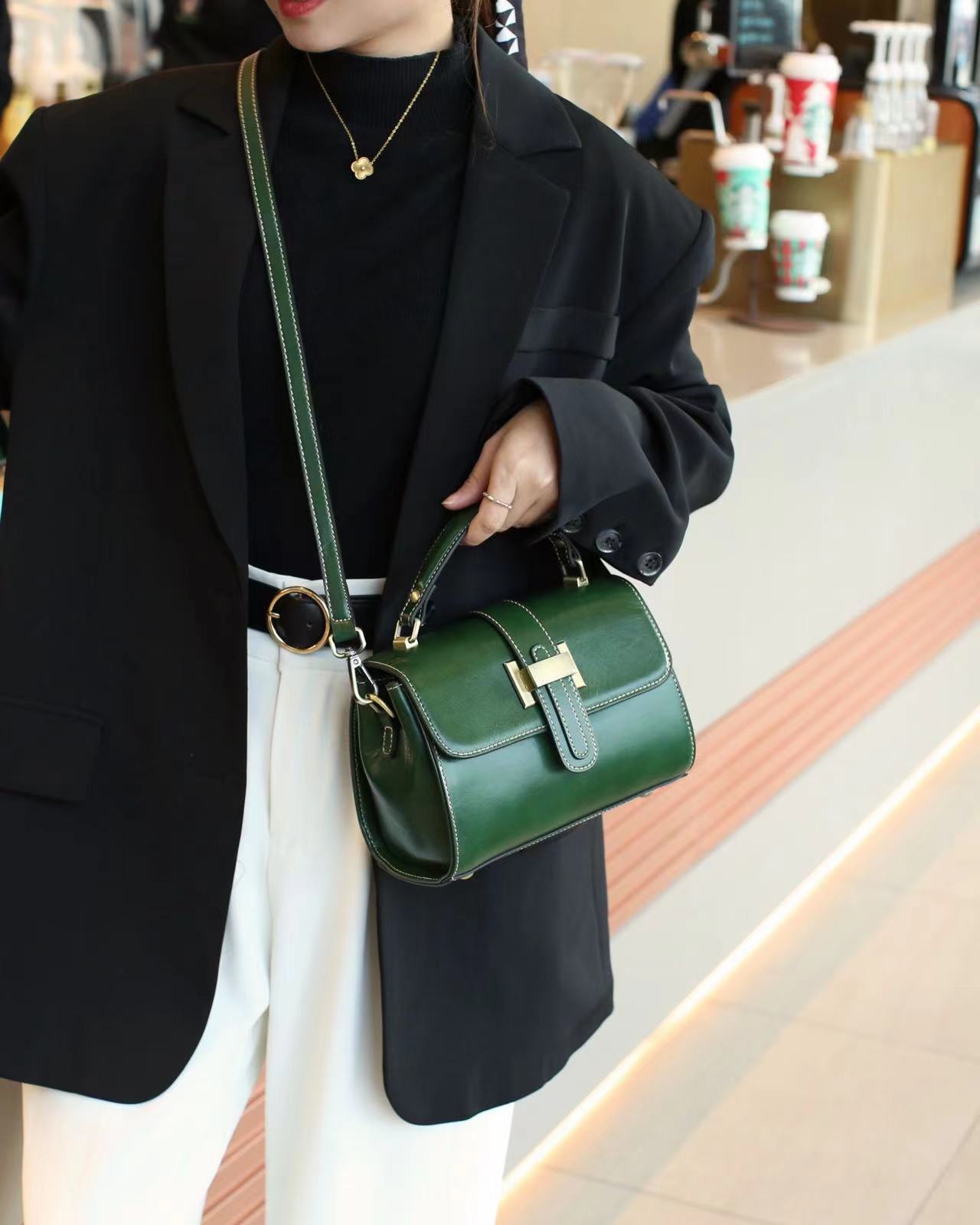 Stylish Genuine Leather Handbag for Women - Fashionable Crossbody Purse with Adjustable Strap, Perfect for Work, Travel & Everyday Use