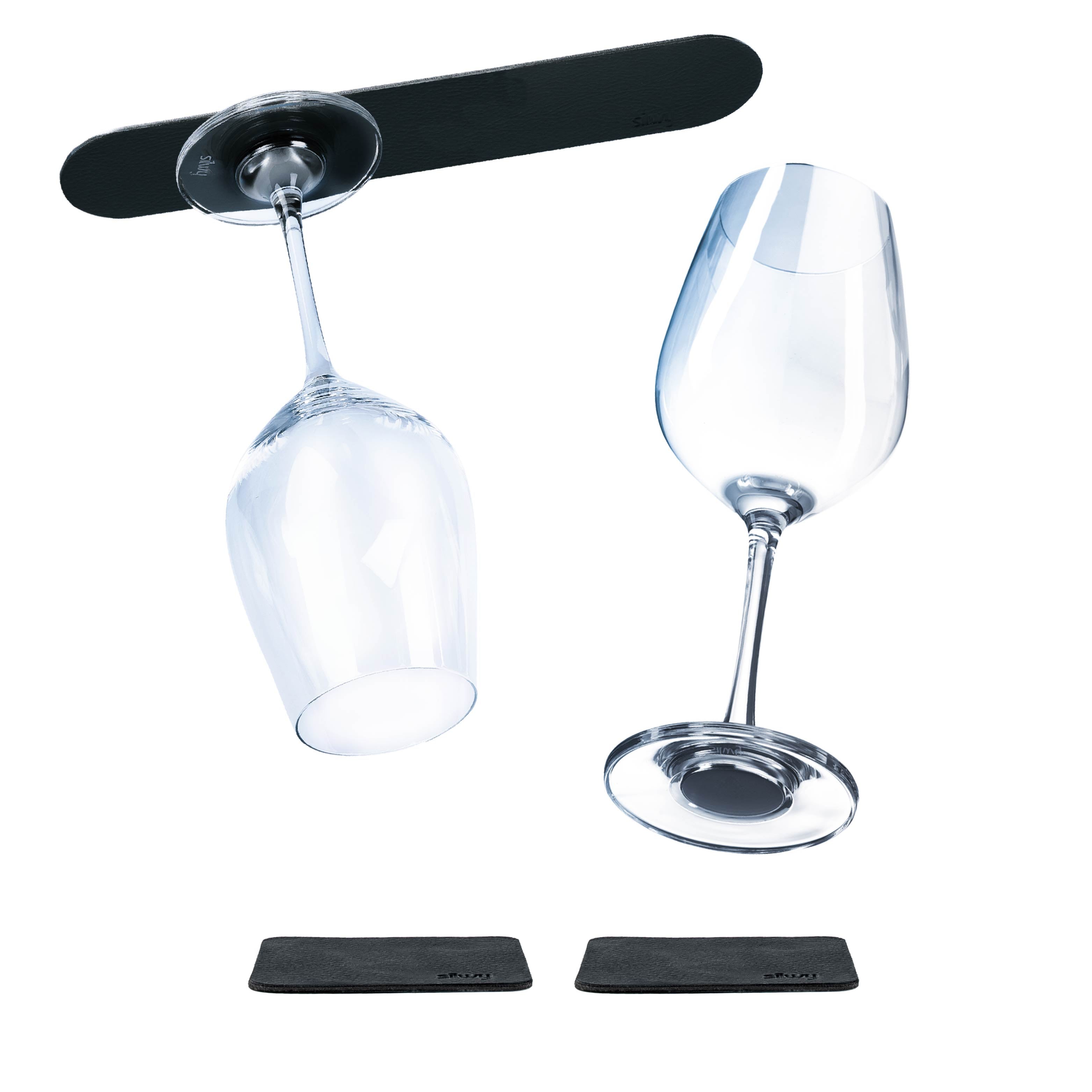 Premium Crystal Wine Glasses with Magnetic Base & Black Holder - Perfect for Dinner Parties, Weddings & Elegant Home Decor