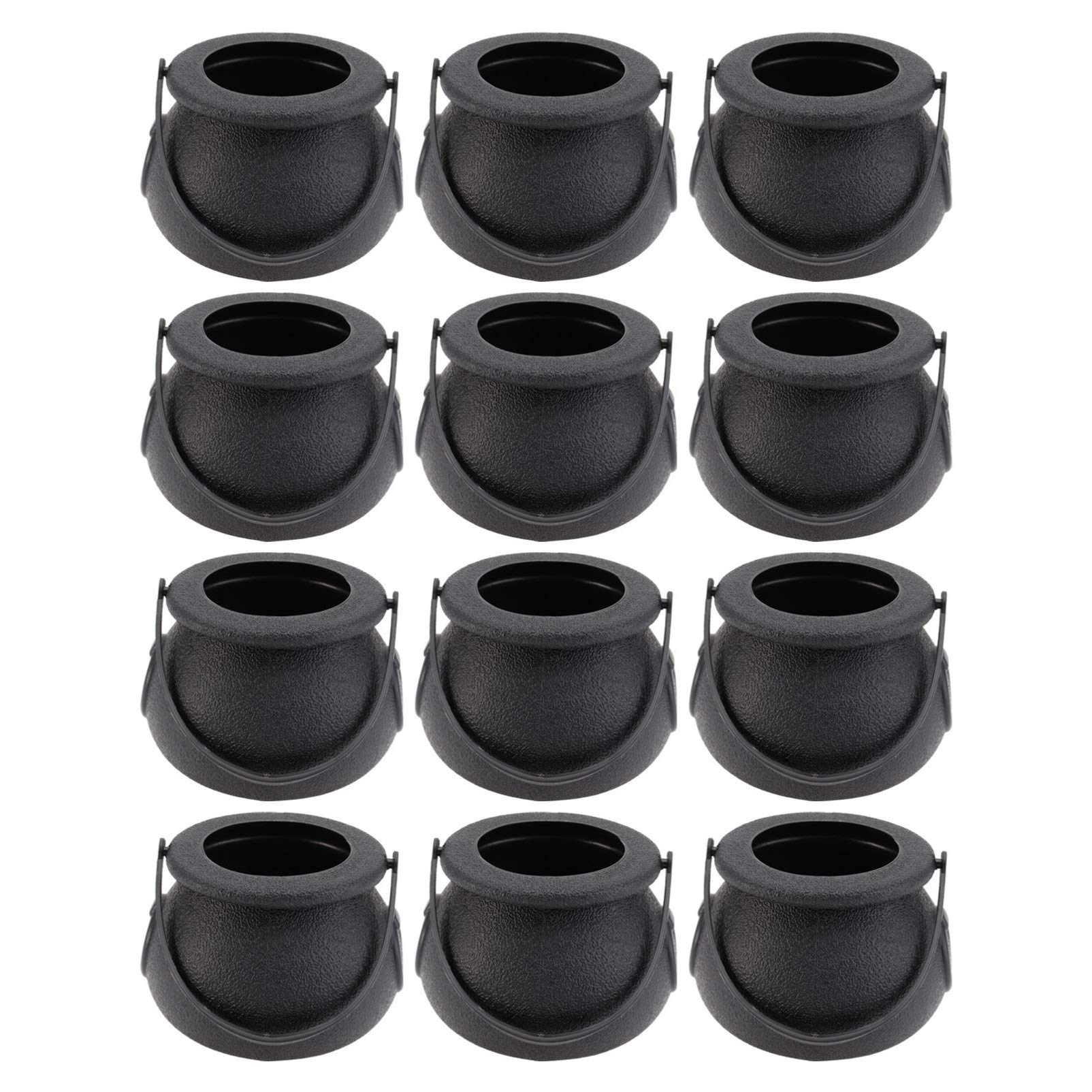 IMIKEYA 12-Piece Mini Black Witch Cauldron Candy Jars - Halloween Party Decorations, Plastic Candy Buckets for Trick or Treat, Witch Kettle Treat Holders - Perfect for Halloween Party Favors, Classroom Treats & Spooky Decor