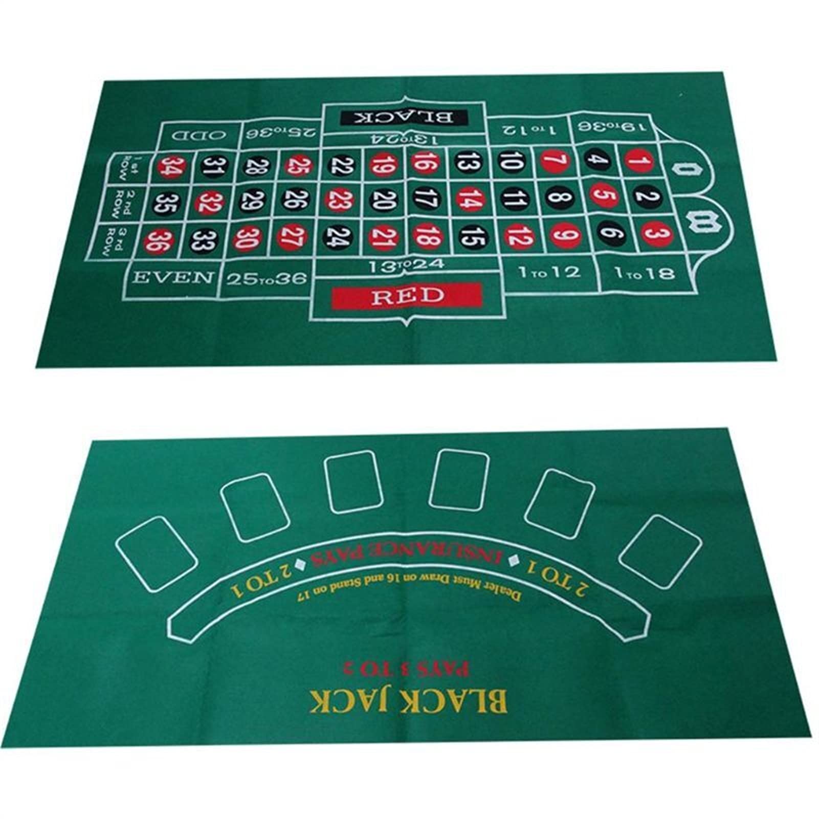 Premium Double-Sided Poker Tablecloth - Waterproof Casino Game Mat for Blackjack, Russian Roulette & Card Games - Perfect for Home Poker Nights, Casino Parties & Game Room Decor