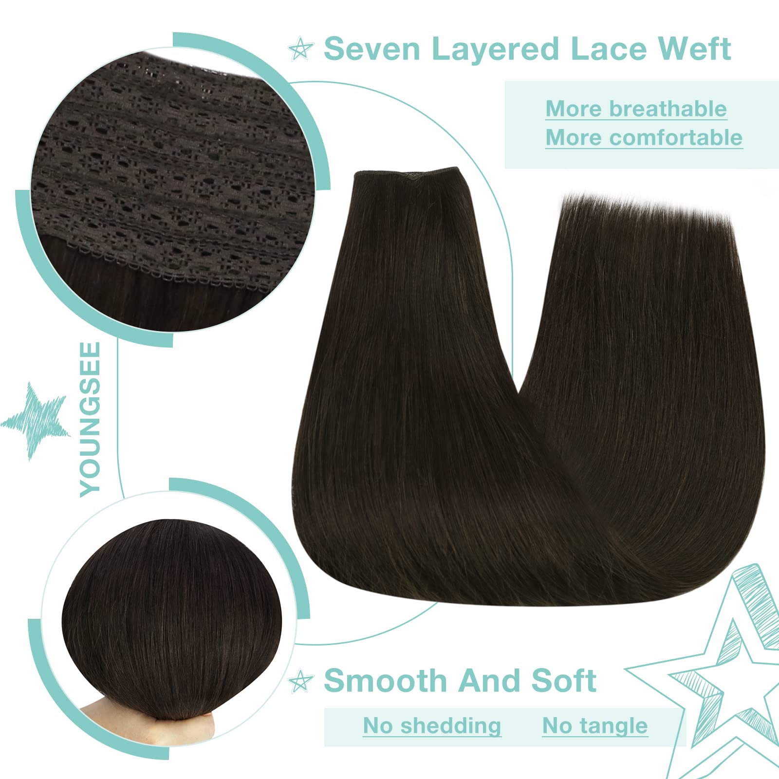 Premium 100% Human Hair Wire Hair Extensions for Women - Clip-In, Heat Resistant, Natural Look for Daily Styling & Special Occasions
