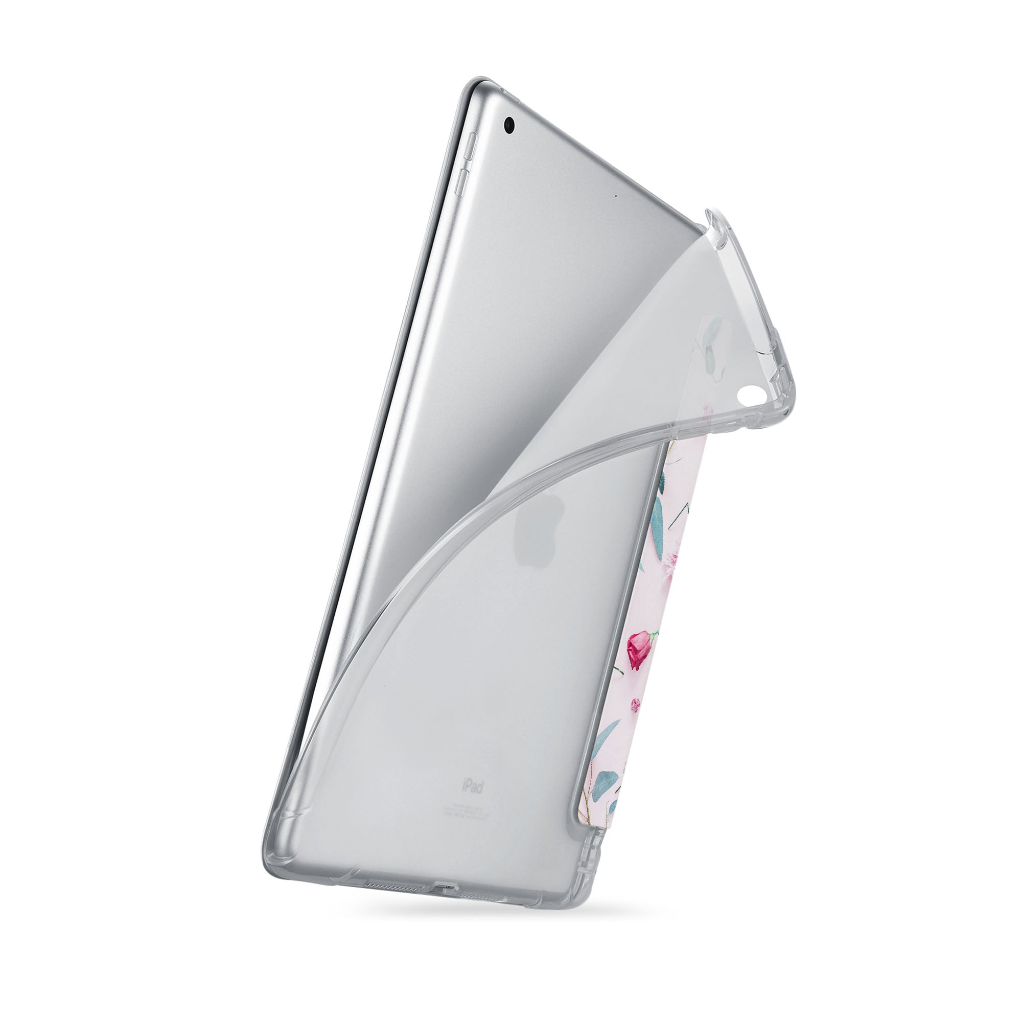 iPad See-Through Case with Flat Flower Design - Slim Protective Cover for iPad Air/Pro, Perfect for School, Work & Travel
