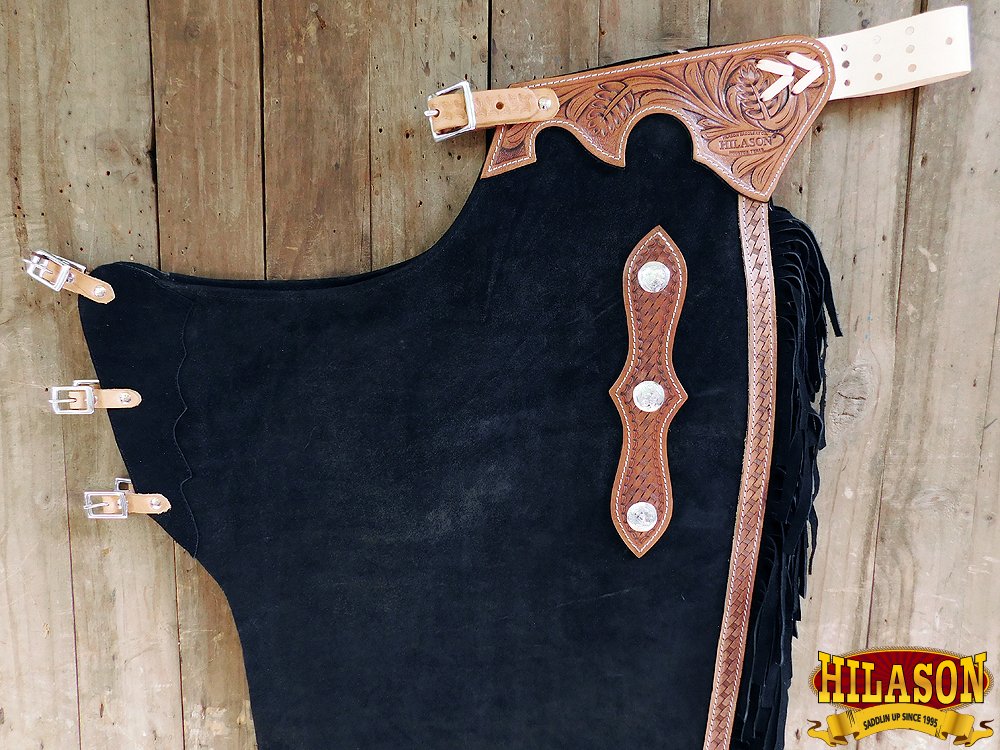 HILASON Pro Bull Riding Leather Chinks for Adults – Handmade Western Rodeo Bronc Chinks with Hand Tooled Design – Durable Leather Chaps for Cowboy Rodeo & Ranch Work – Perfect for Professional Riders and Ranch Hands