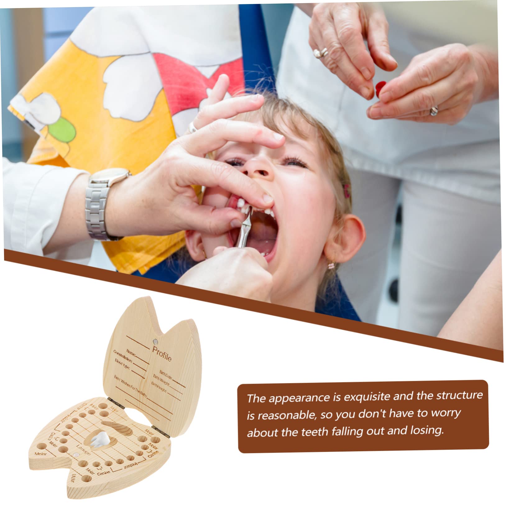 VICASKY Wooden Baby Teeth Storage Box - Portable Deciduous Tooth Holder & Memory Book for Kids - Perfect for First Lost Tooth Keepsake and Childhood Memorabilia Organization